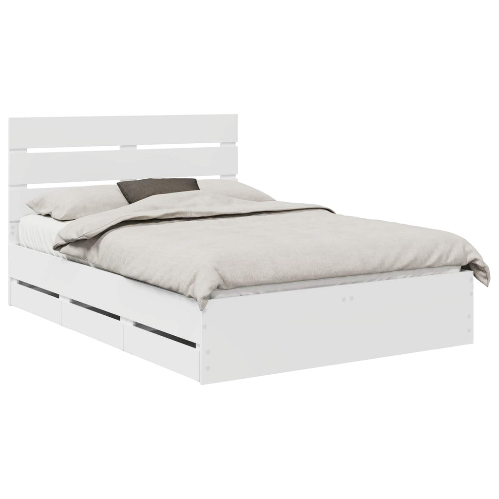 vidaXL Ramka łóżka z szufladą Biały 160 x 200 cm Drewno inżynieryjne