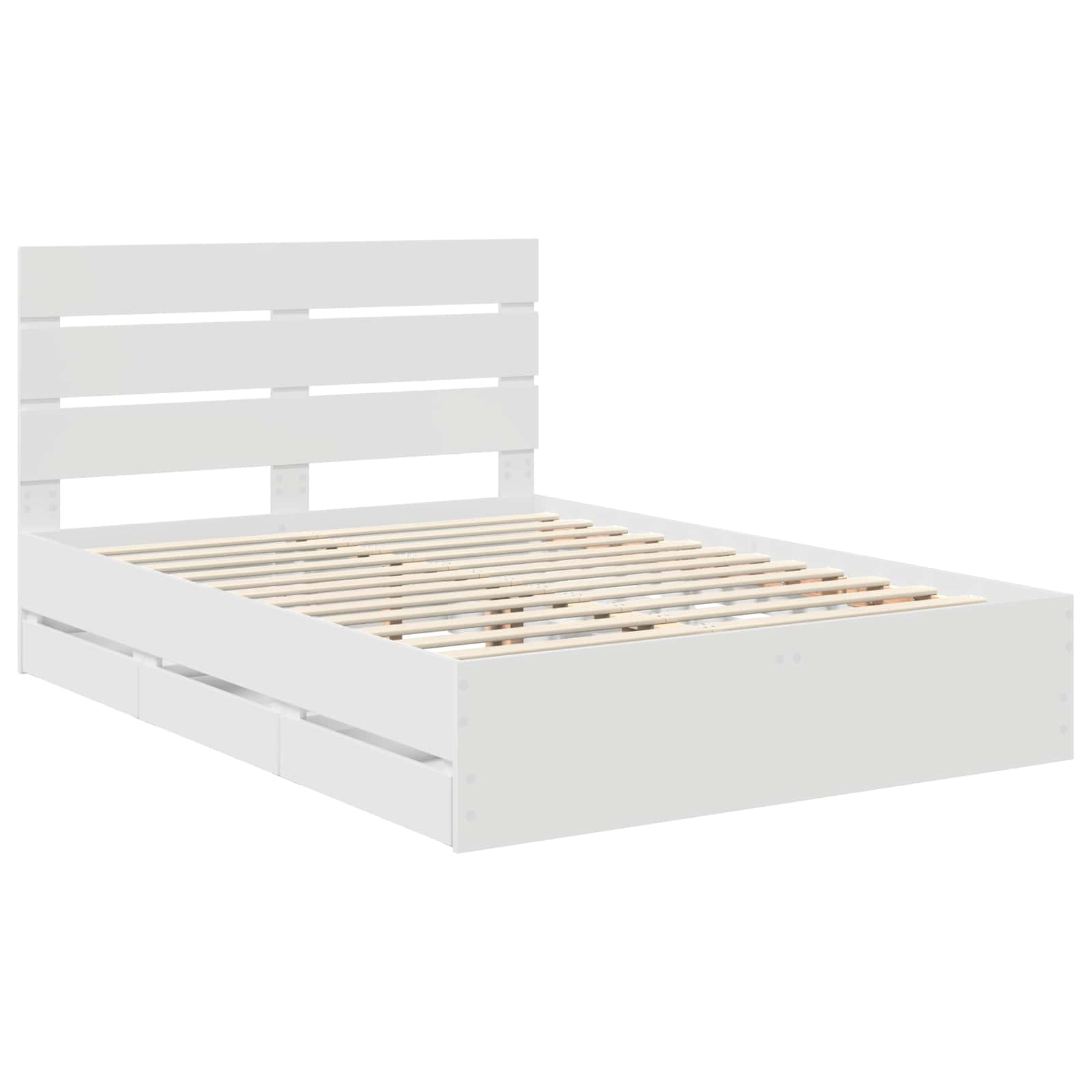 vidaXL Ramka łóżka z szufladą Biały 150 x 200 cm Drewno inżynieryjne