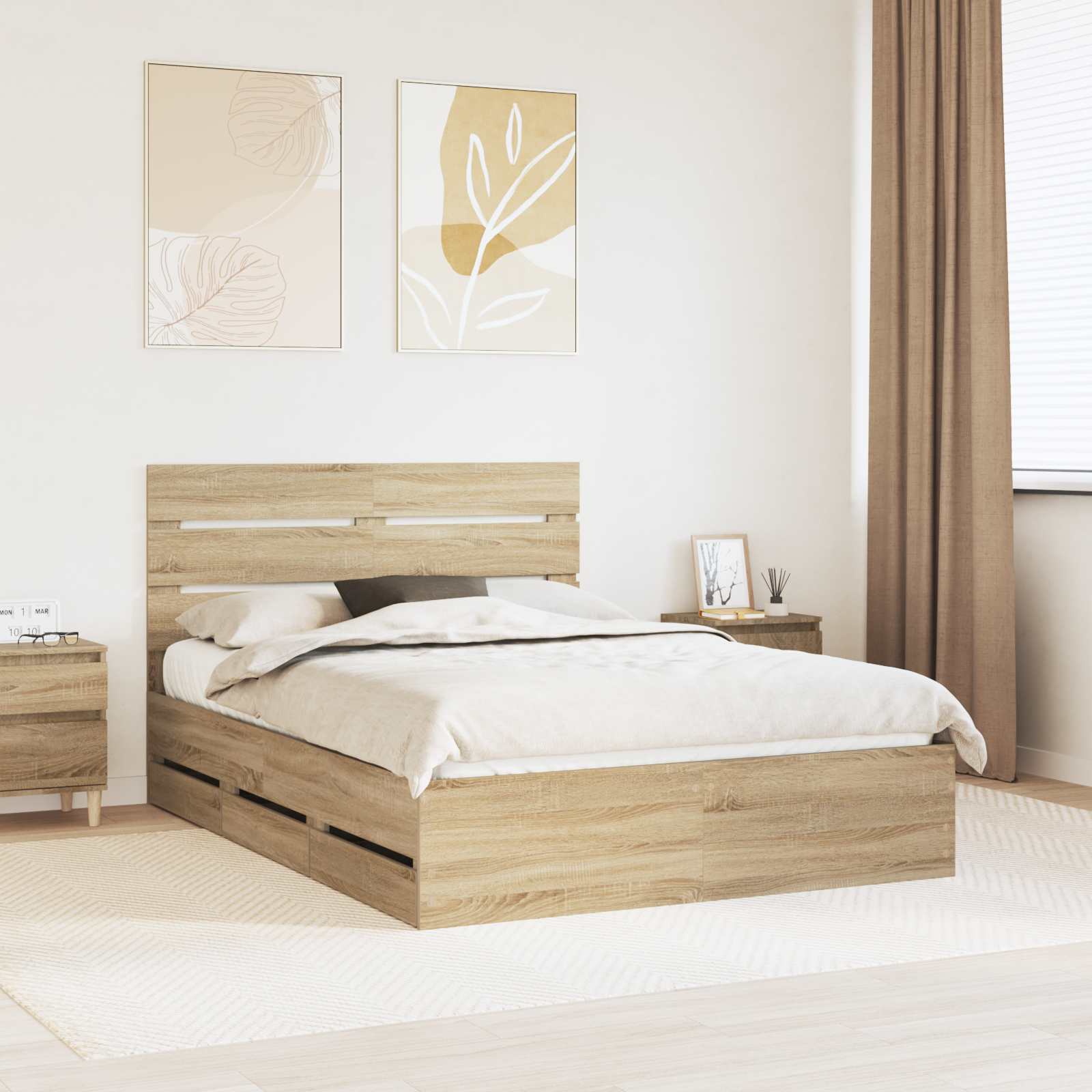 vidaXL Ramka łóżka Dąb Sonoma 150 x 200 cm Drewno inżynieryjne