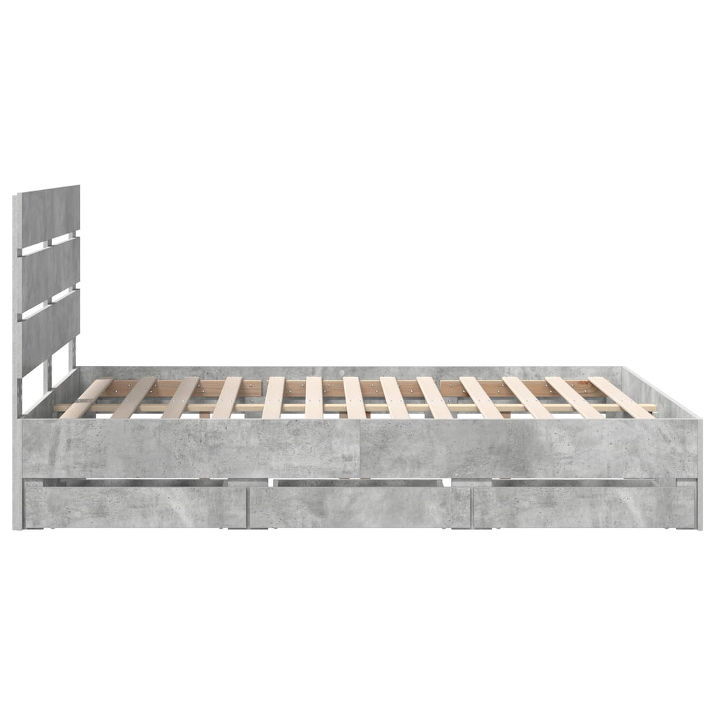 vidaXL Ramka łóżka Betonowy szary 150 x 200 cm Drewno inżynieryjne