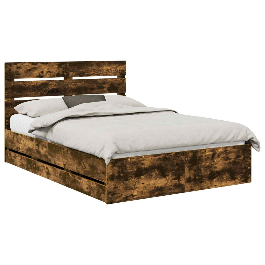 vidaXL Ramka łóżka Dąb wędzony 150 x 200 cm Drewno inżynieryjne