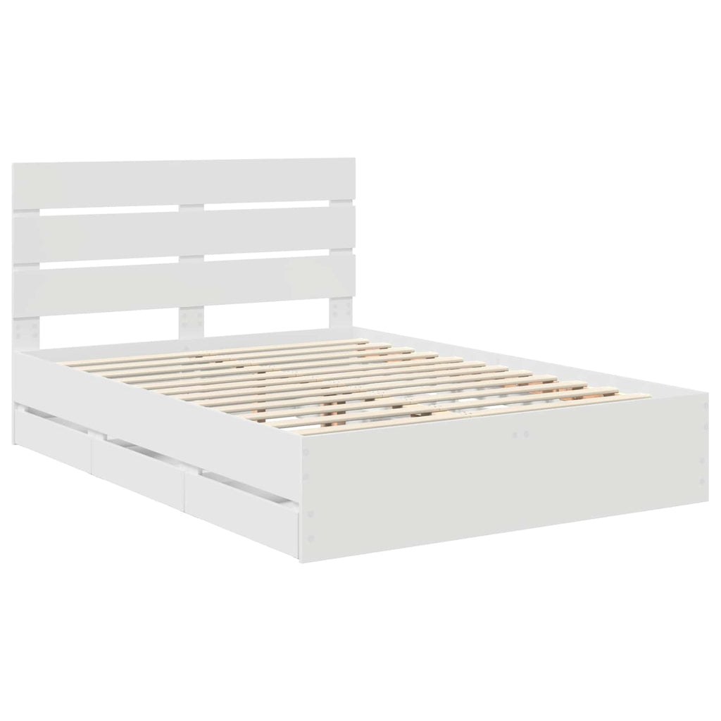 vidaXL Ramka łóżka z szufladą Biały 140 x 190 cm Drewno inżynieryjne