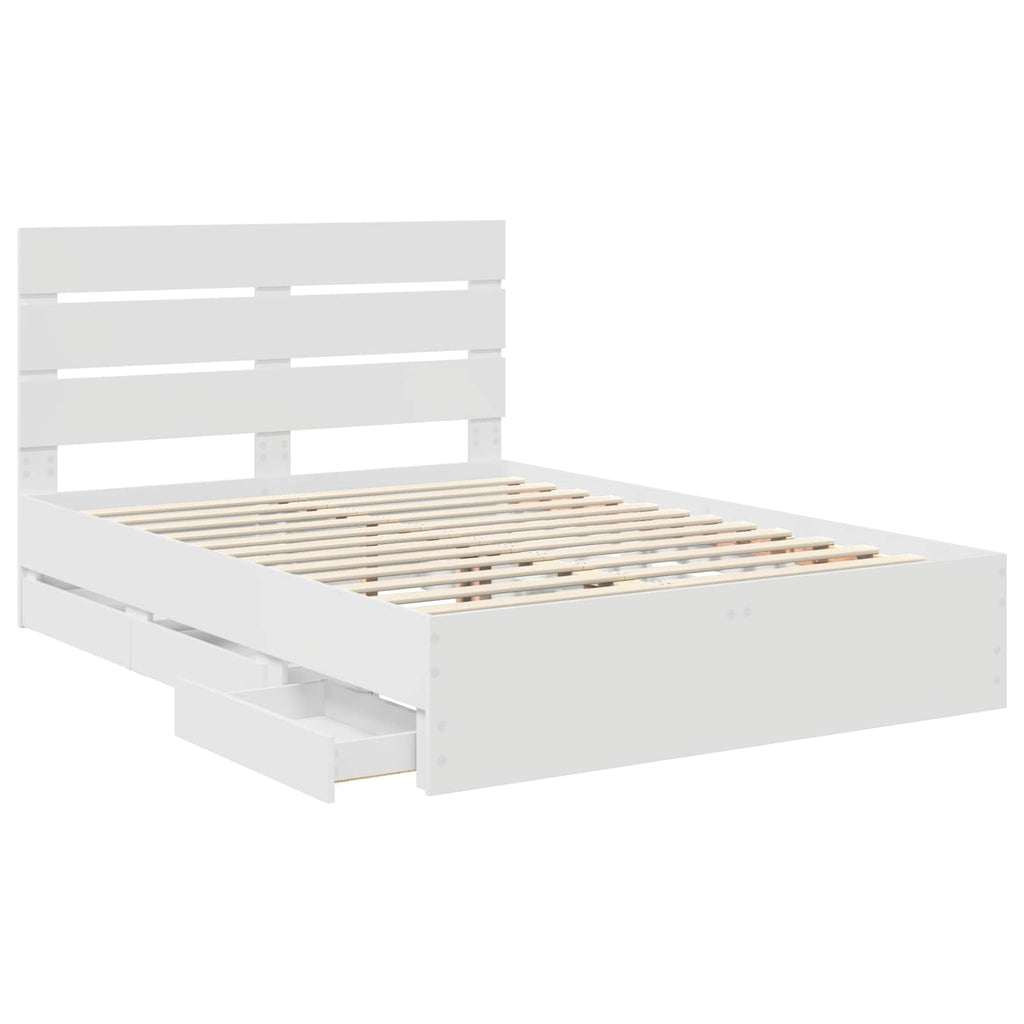 vidaXL Ramka łóżka z szufladą Biały 140 x 190 cm Drewno inżynieryjne