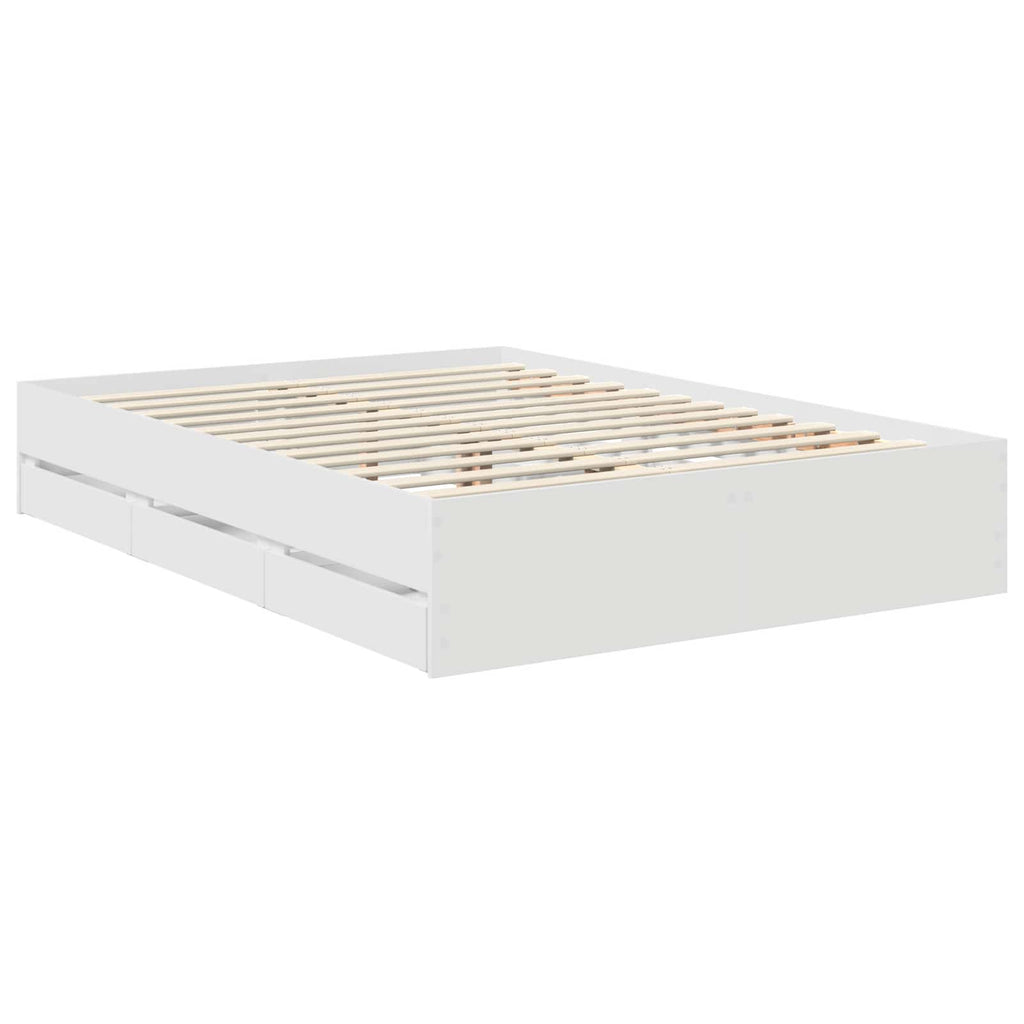 vidaXL Ramka łóżka z szufladą Biały 140 x 190 cm Drewno inżynieryjne