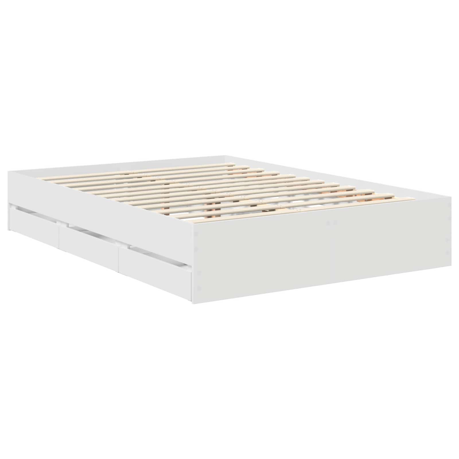 vidaXL Ramka łóżka z szufladą Biały 140 x 190 cm Drewno inżynieryjne