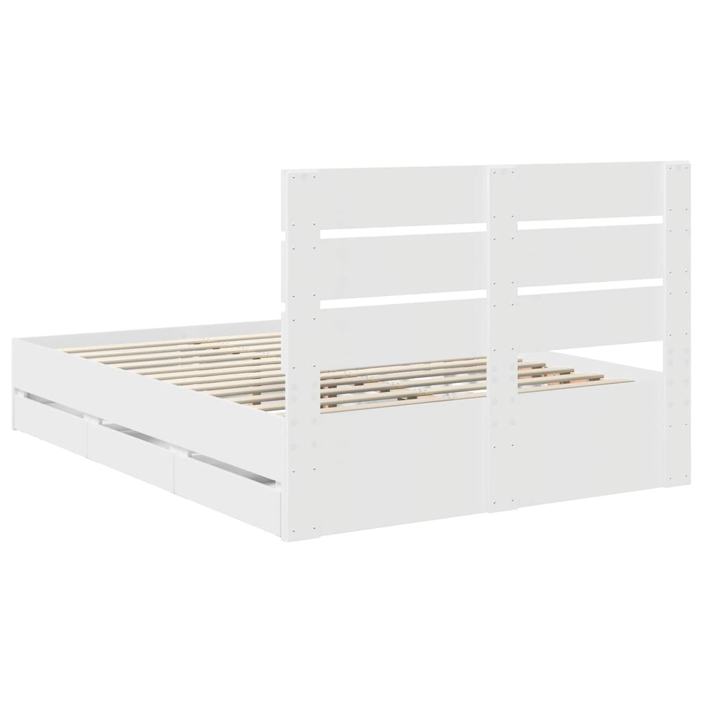 vidaXL Ramka łóżka z szufladą Biały 140 x 190 cm Drewno inżynieryjne