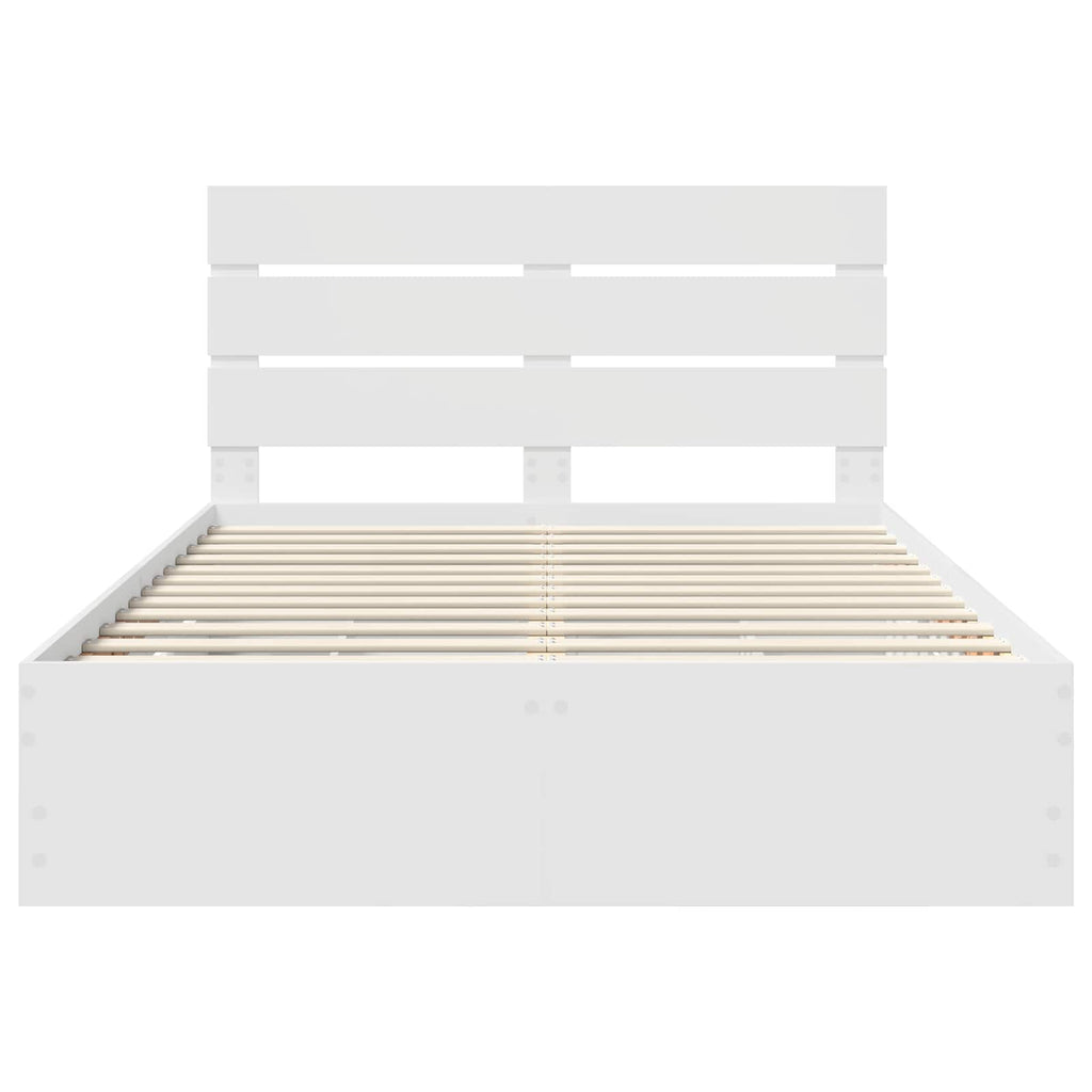 vidaXL Ramka łóżka z szufladą Biały 140 x 190 cm Drewno inżynieryjne