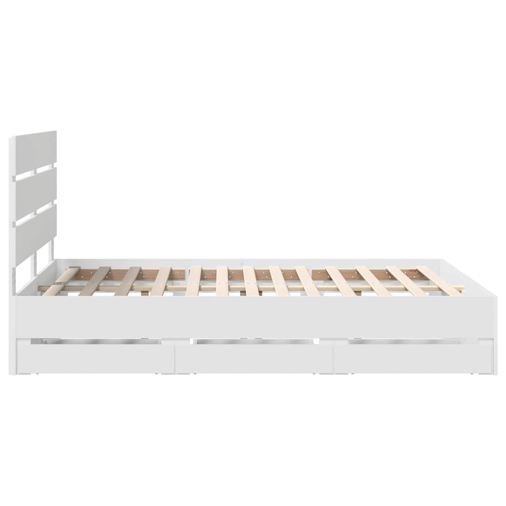 vidaXL Ramka łóżka z szufladą Biały 140 x 190 cm Drewno inżynieryjne