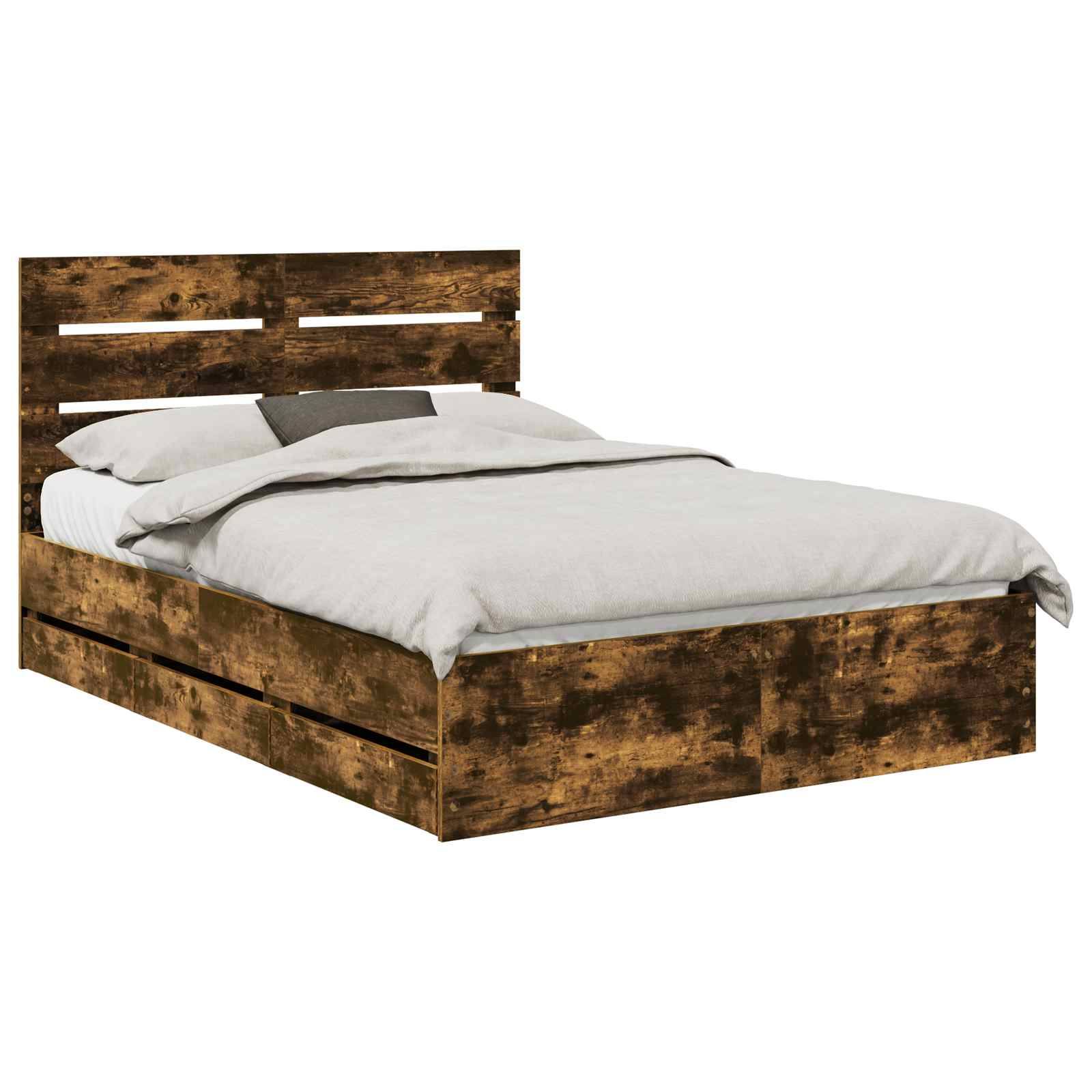 vidaXL Ramka łóżka Dąb wędzony 140 x 190 cm Drewno inżynieryjne
