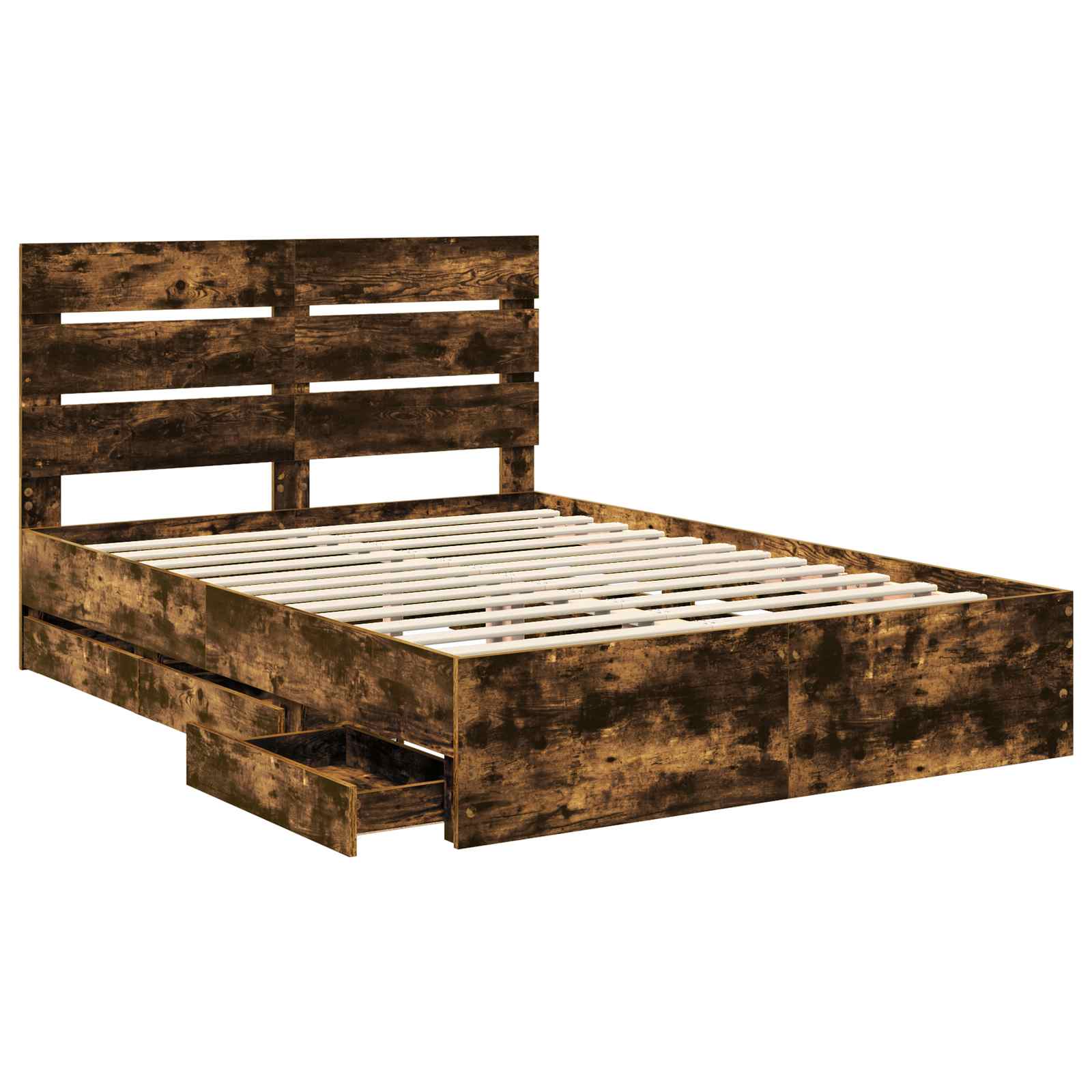 vidaXL Ramka łóżka Dąb wędzony 140 x 190 cm Drewno inżynieryjne