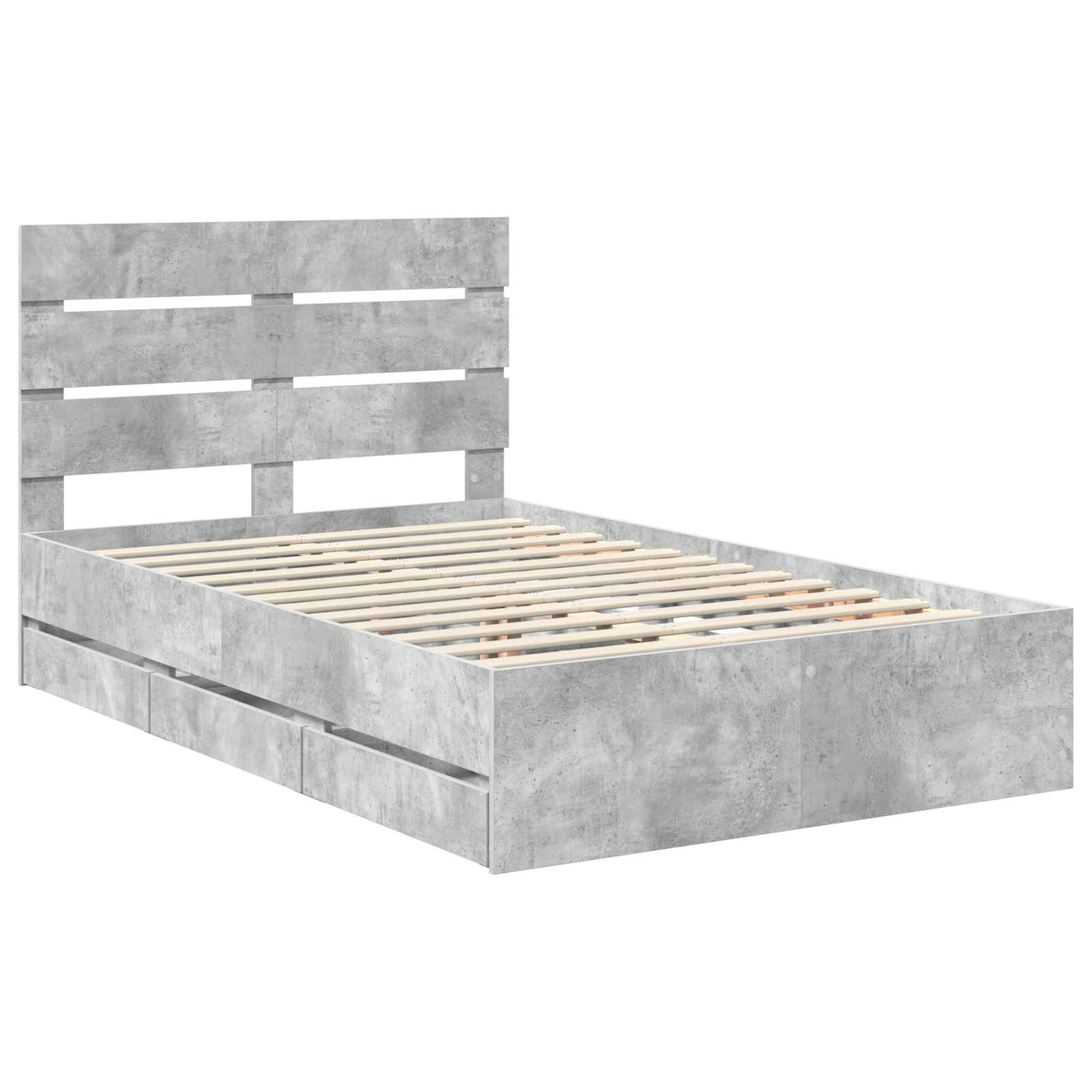 vidaXL Ramka łóżka Betonowy szary 135 x 190 cm Drewno inżynieryjne