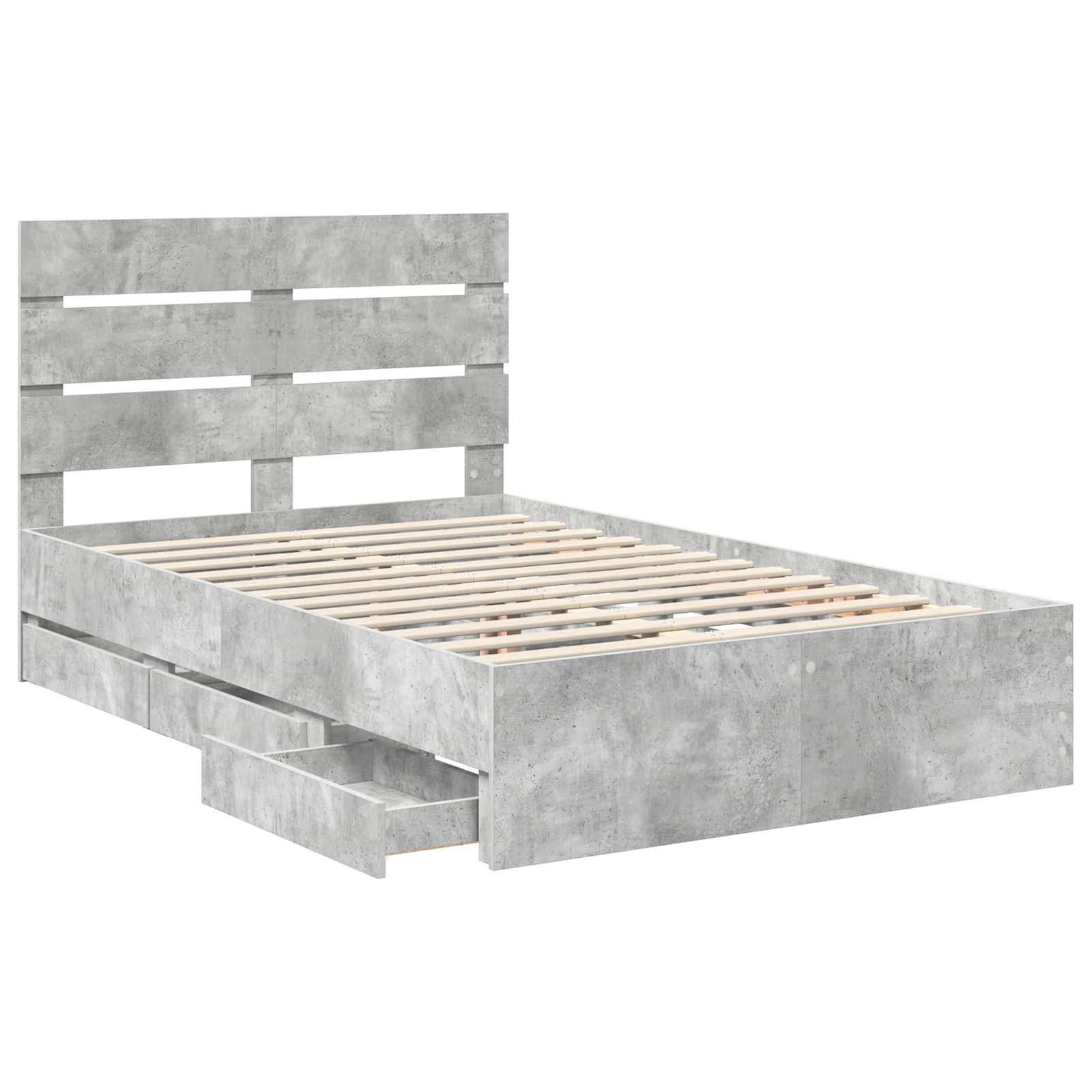 vidaXL Ramka łóżka Betonowy szary 135 x 190 cm Drewno inżynieryjne
