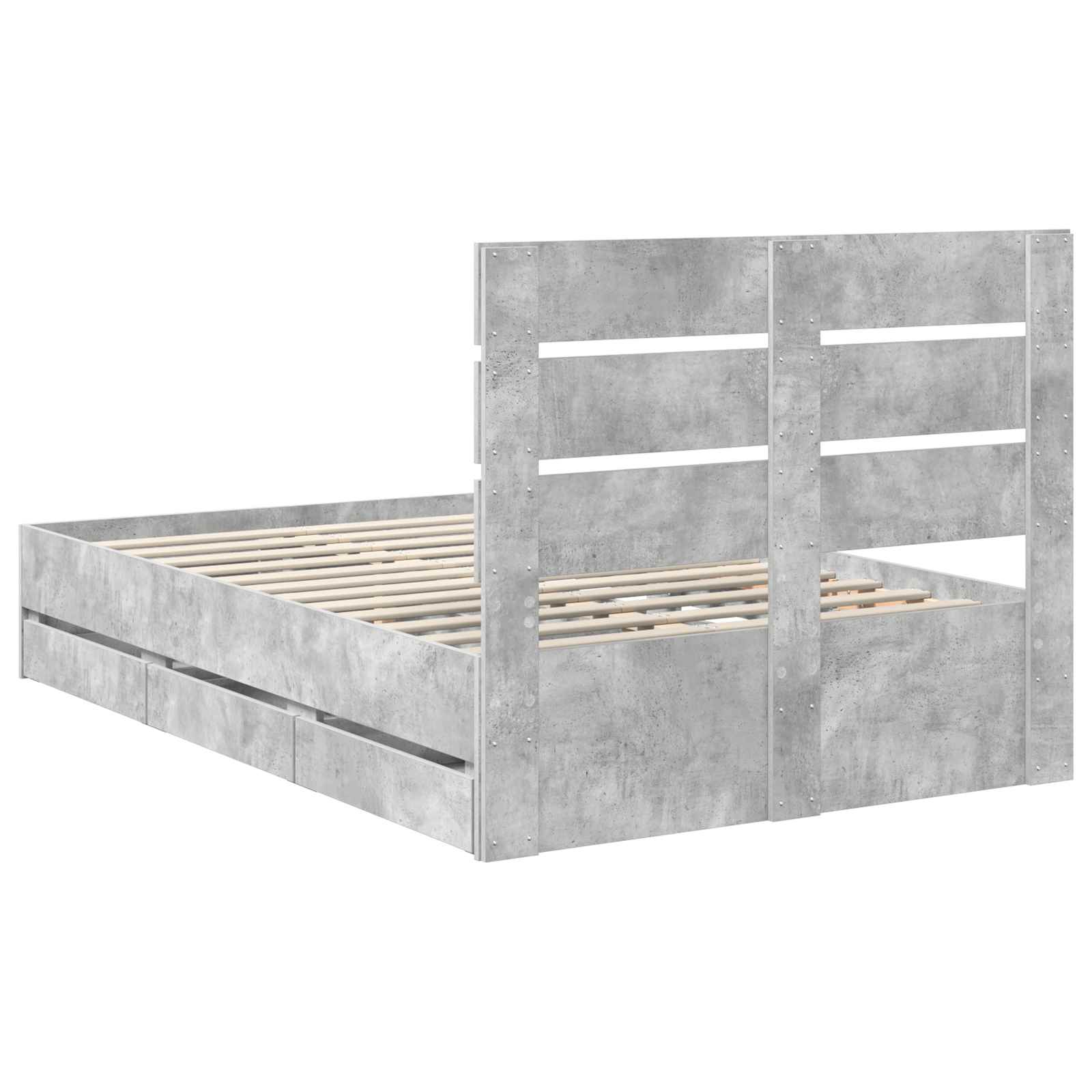 vidaXL Ramka łóżka Betonowy szary 135 x 190 cm Drewno inżynieryjne