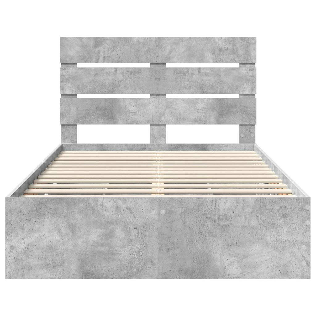 vidaXL Ramka łóżka Betonowy szary 135 x 190 cm Drewno inżynieryjne