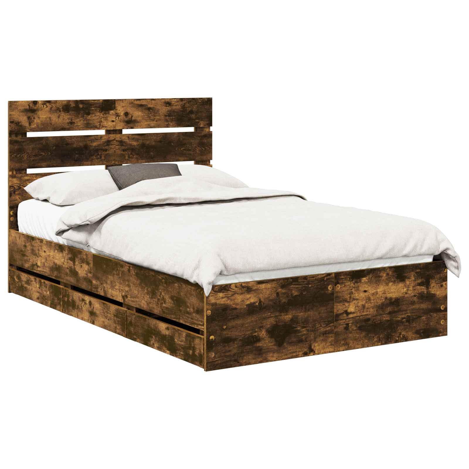 vidaXL Ramka łóżka Dąb wędzony 135 x 190 cm Drewno inżynieryjne