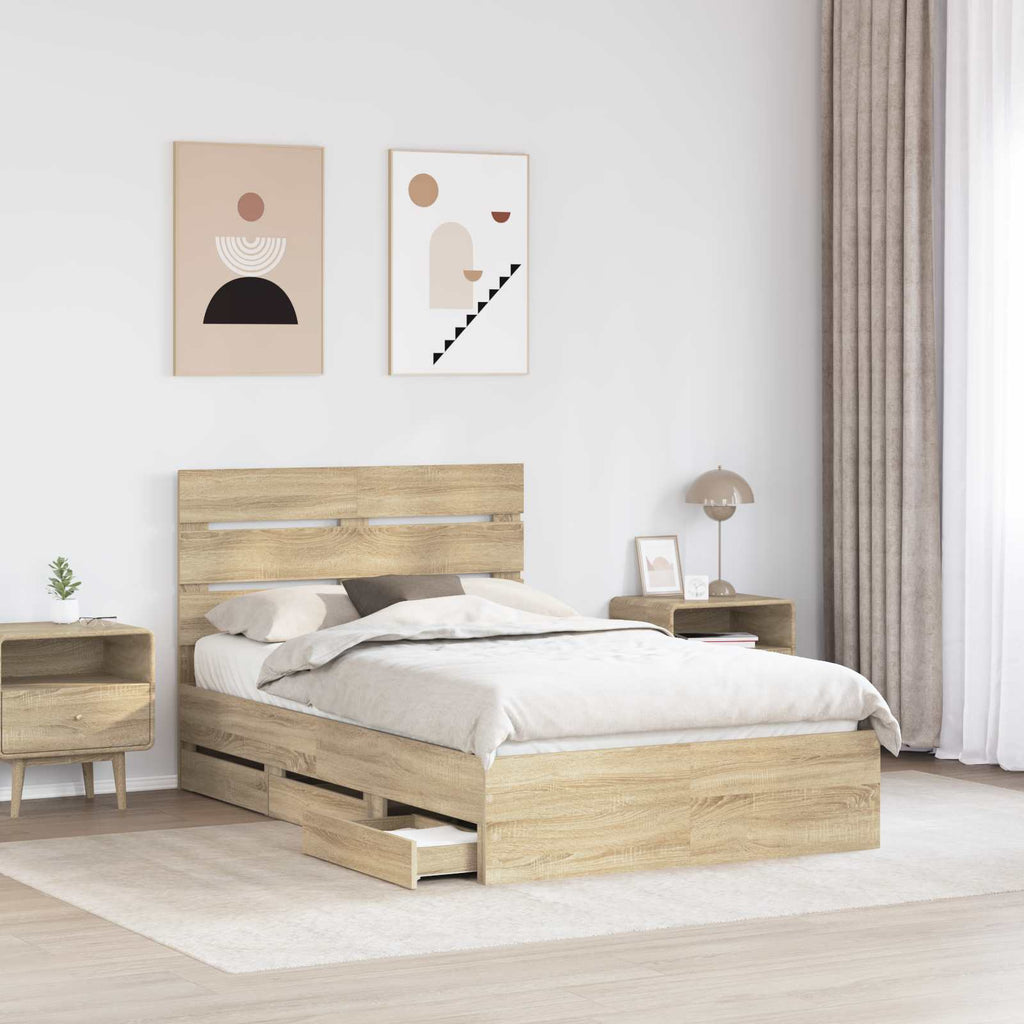 vidaXL Ramka łóżka Dąb Sonoma 120 x 190 cm Drewno inżynieryjne