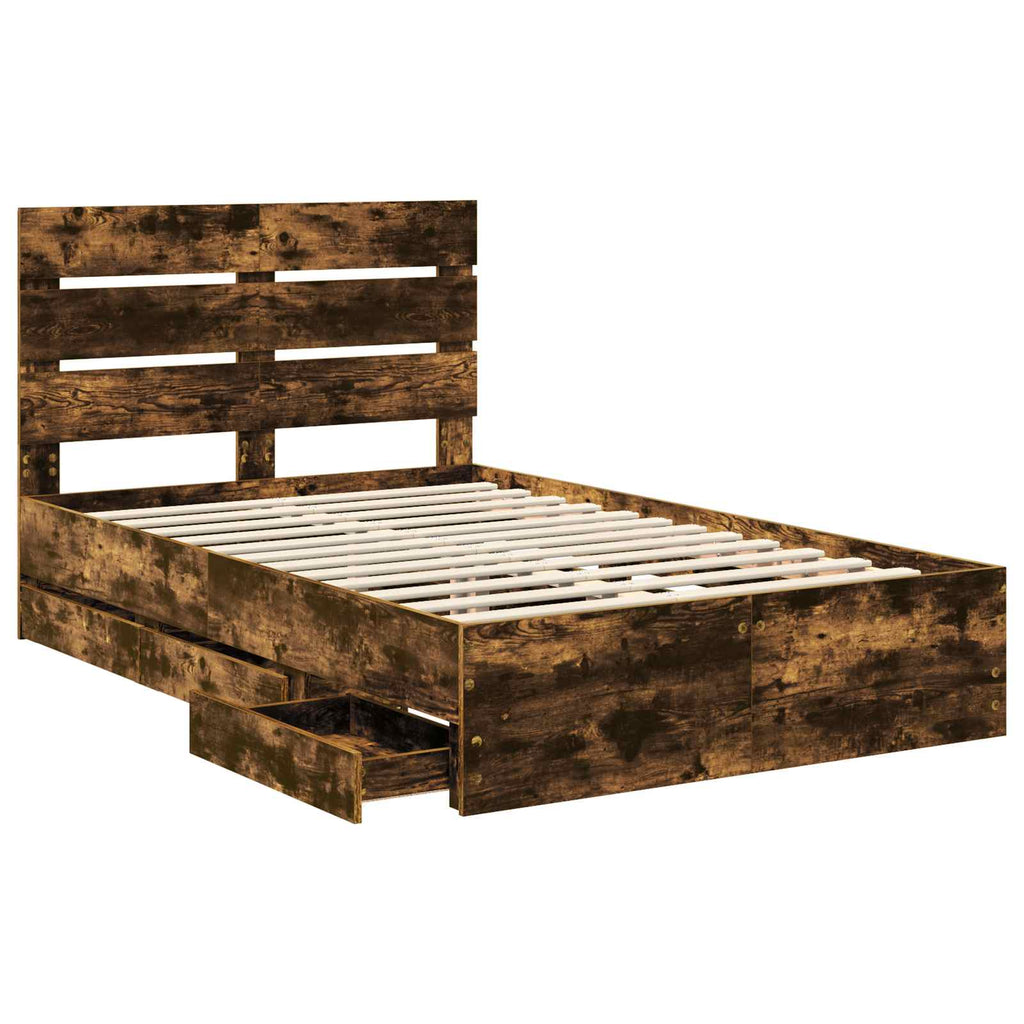 vidaXL Ramka łóżka Dąb wędzony 120 x 190 cm Drewno inżynieryjne