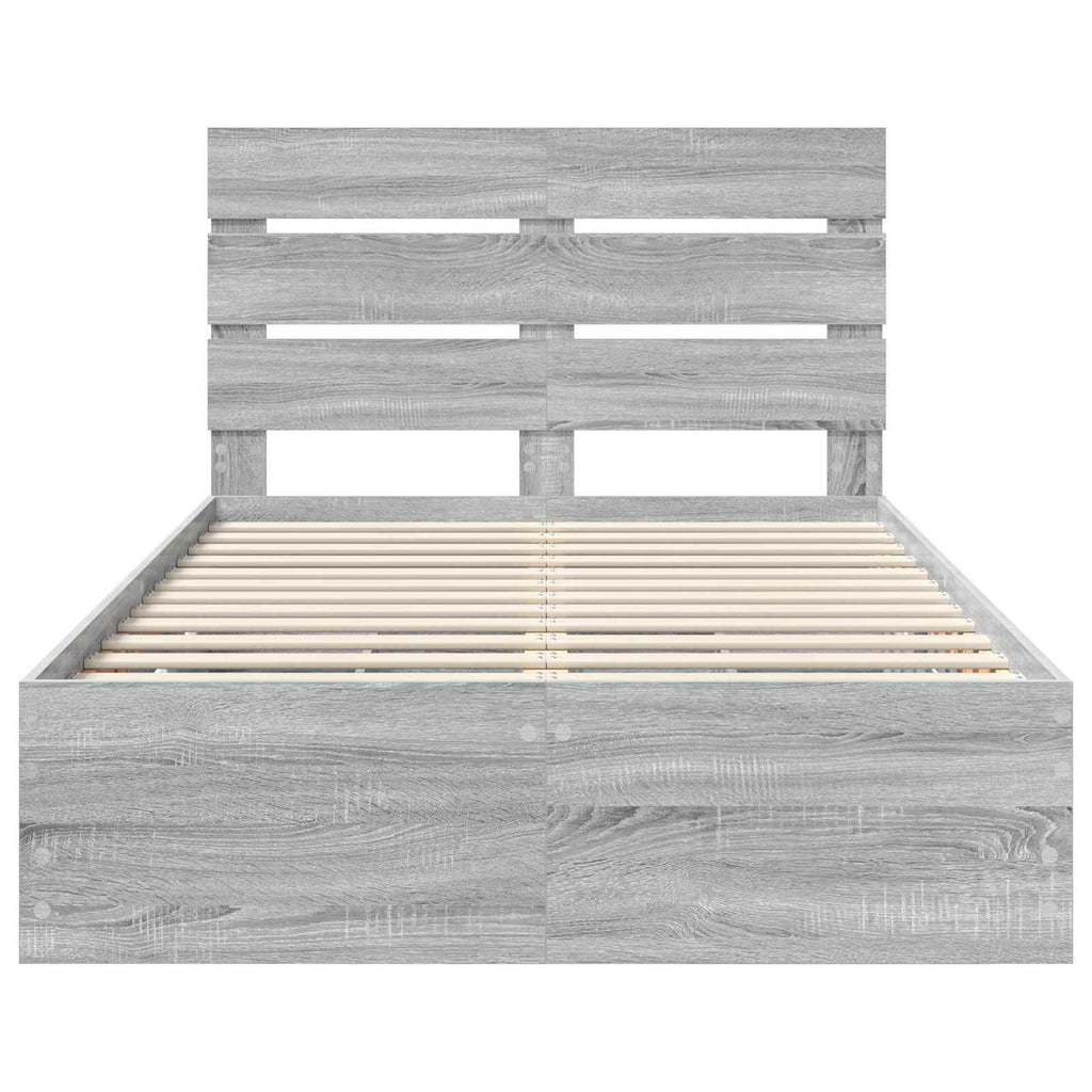 vidaXL Ramka łóżka Szary Sonoma 120 x 190 cm Drewno inżynieryjne