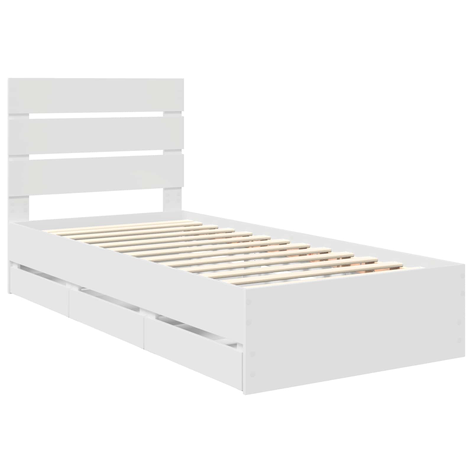 vidaXL Ramka łóżka z szufladą Biały 100 x 200 cm Drewno inżynieryjne