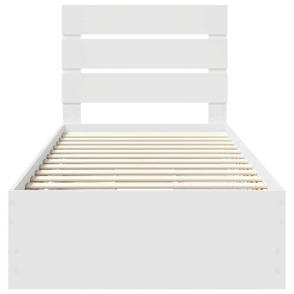 vidaXL Ramka łóżka z szufladą Biały 100 x 200 cm Drewno inżynieryjne