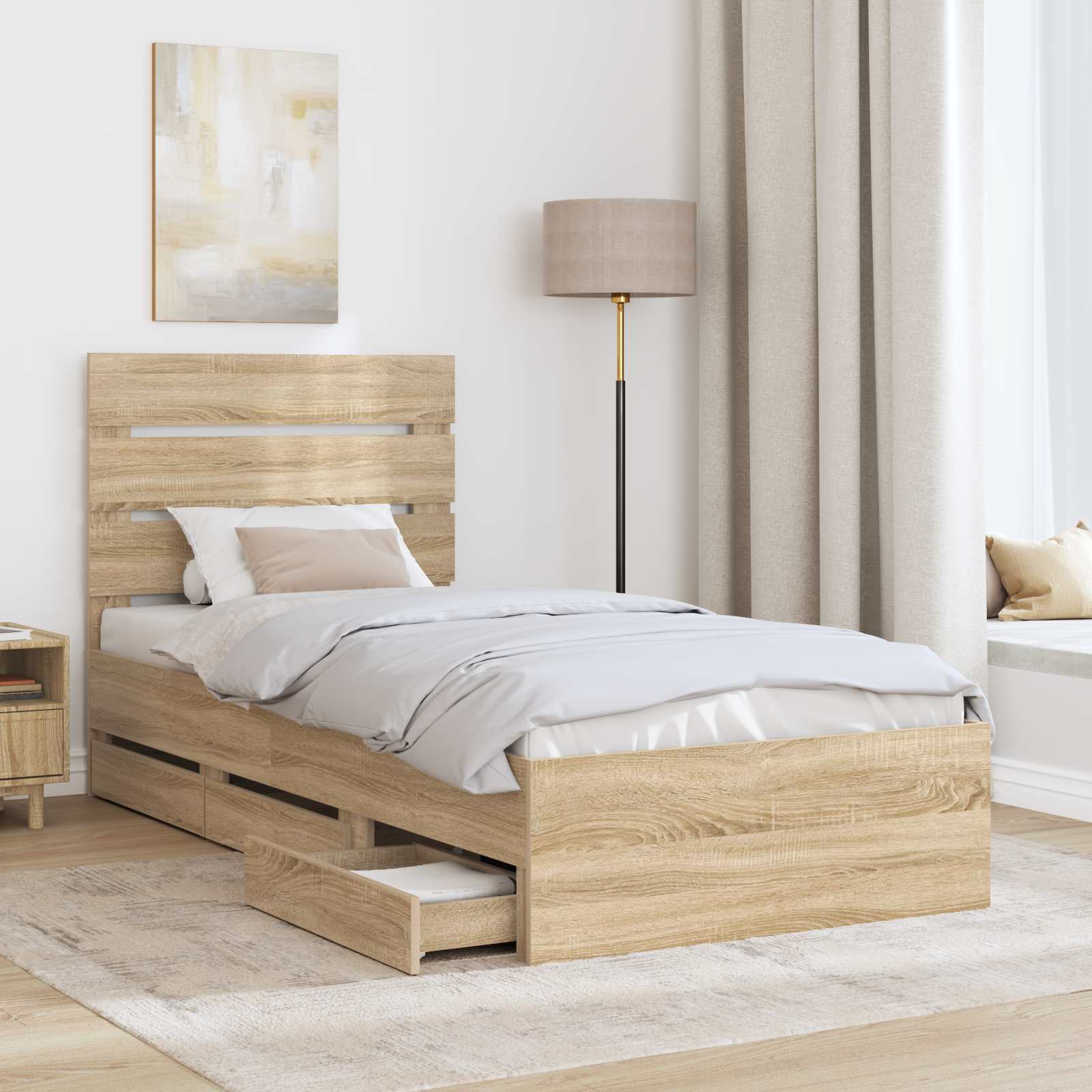 vidaXL Ramka łóżka Dąb Sonoma 100 x 200 cm Drewno inżynieryjne