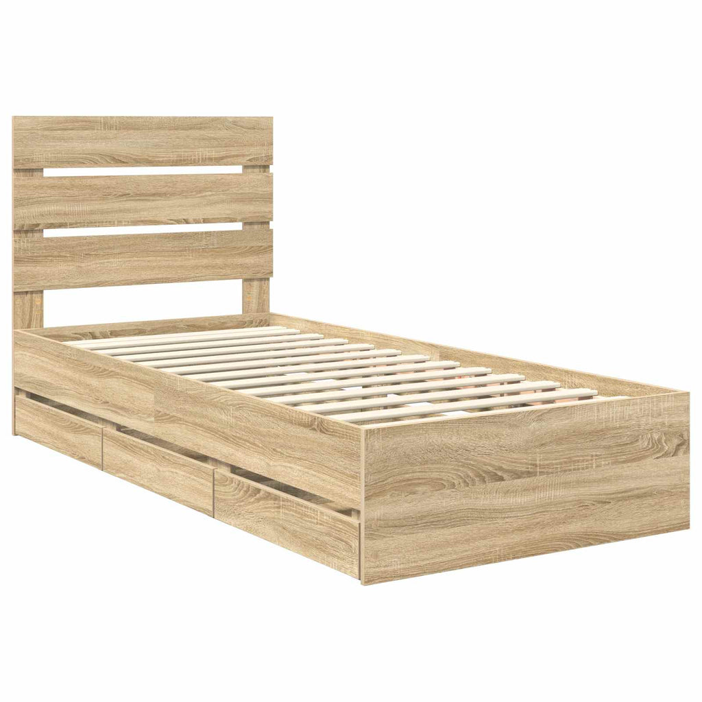 vidaXL Ramka łóżka Dąb Sonoma 100 x 200 cm Drewno inżynieryjne