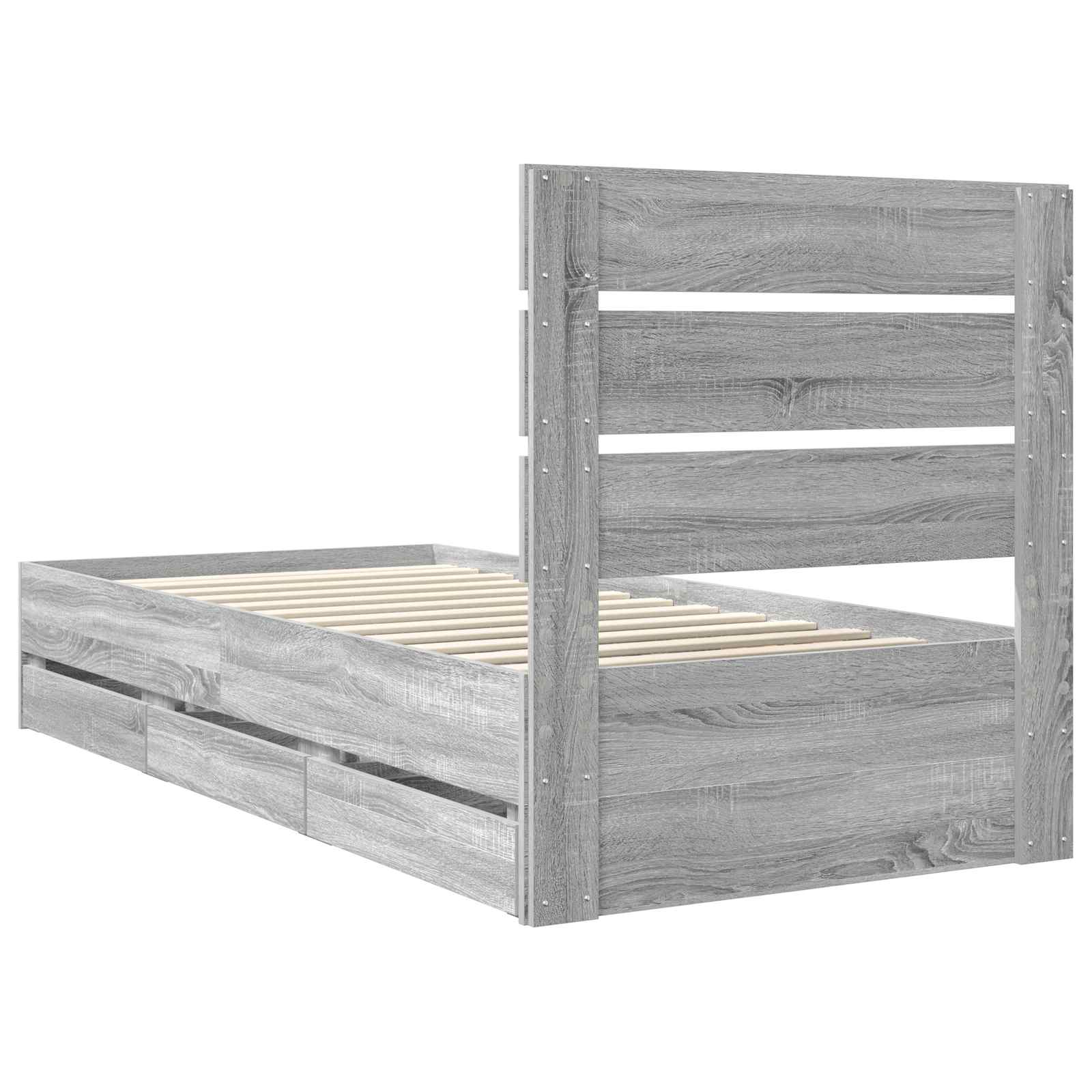 vidaXL Ramka łóżka Szary Sonoma 100 x 200 cm Drewno inżynieryjne