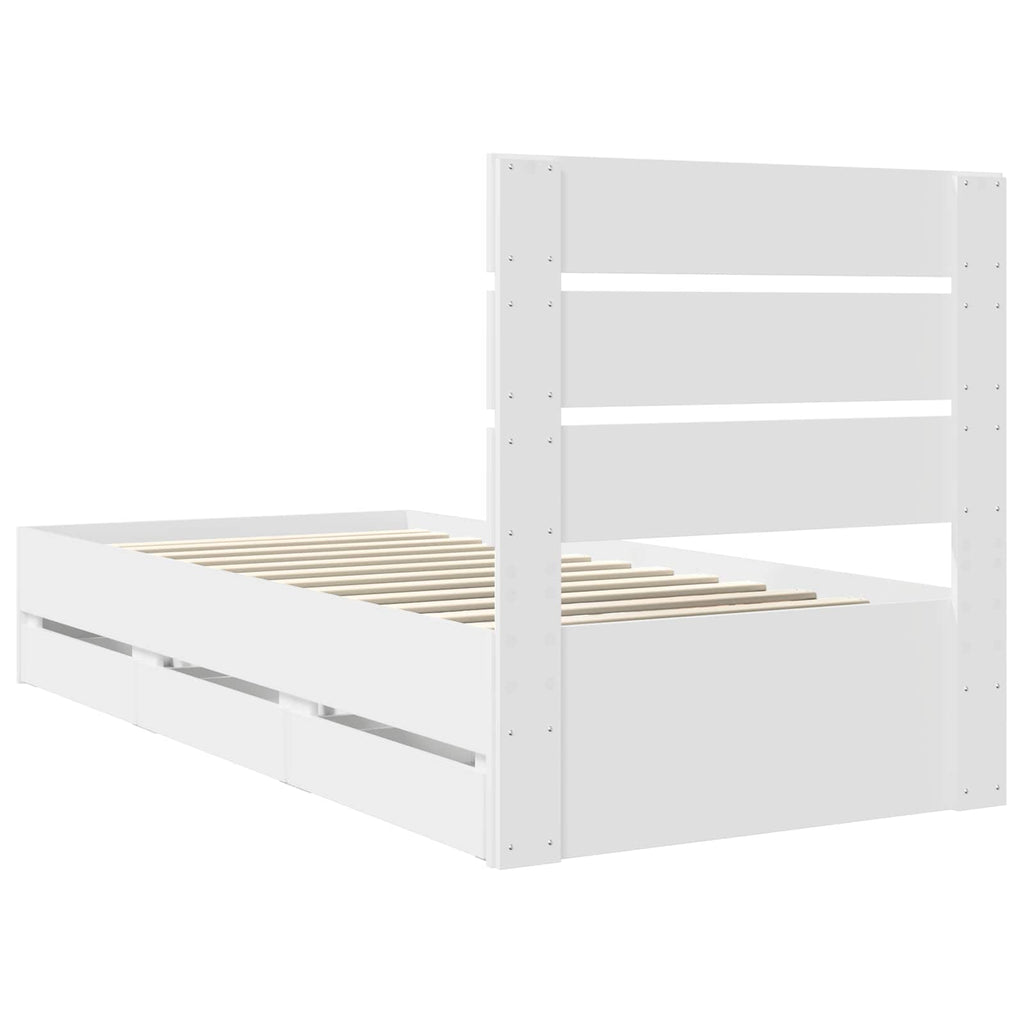 vidaXL Ramka łóżka z szufladą Biały 90 x 200 cm Drewno inżynieryjne