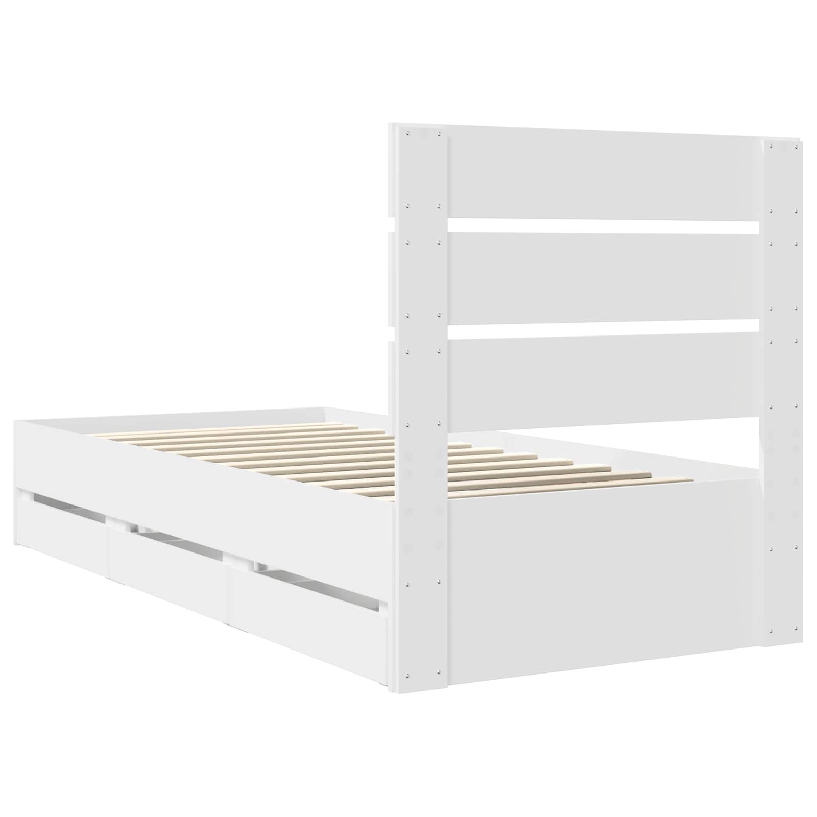vidaXL Ramka łóżka z szufladą Biały 90 x 200 cm Drewno inżynieryjne