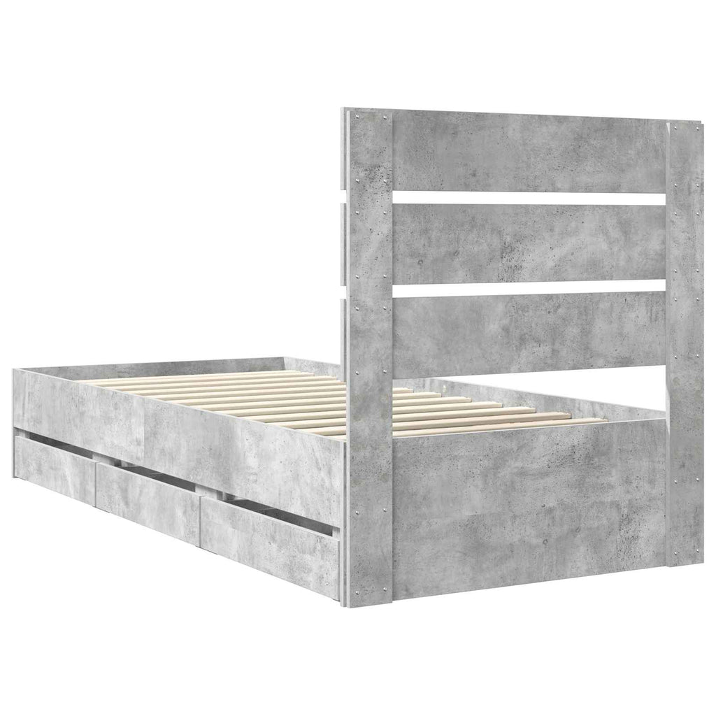 vidaXL Ramka łóżka Betonowy szary 90 x 200 cm Drewno inżynieryjne