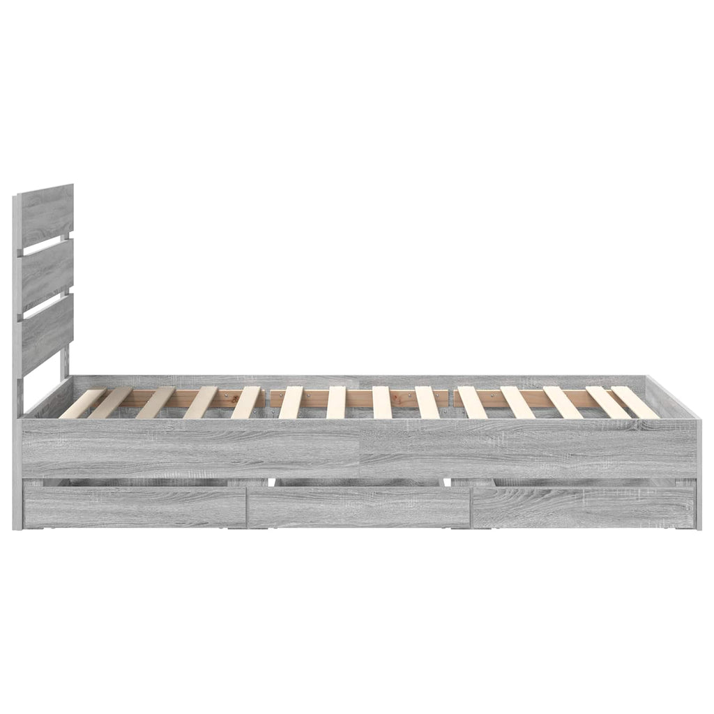 vidaXL Ramka łóżka Szary Sonoma 90 x 200 cm Drewno inżynieryjne