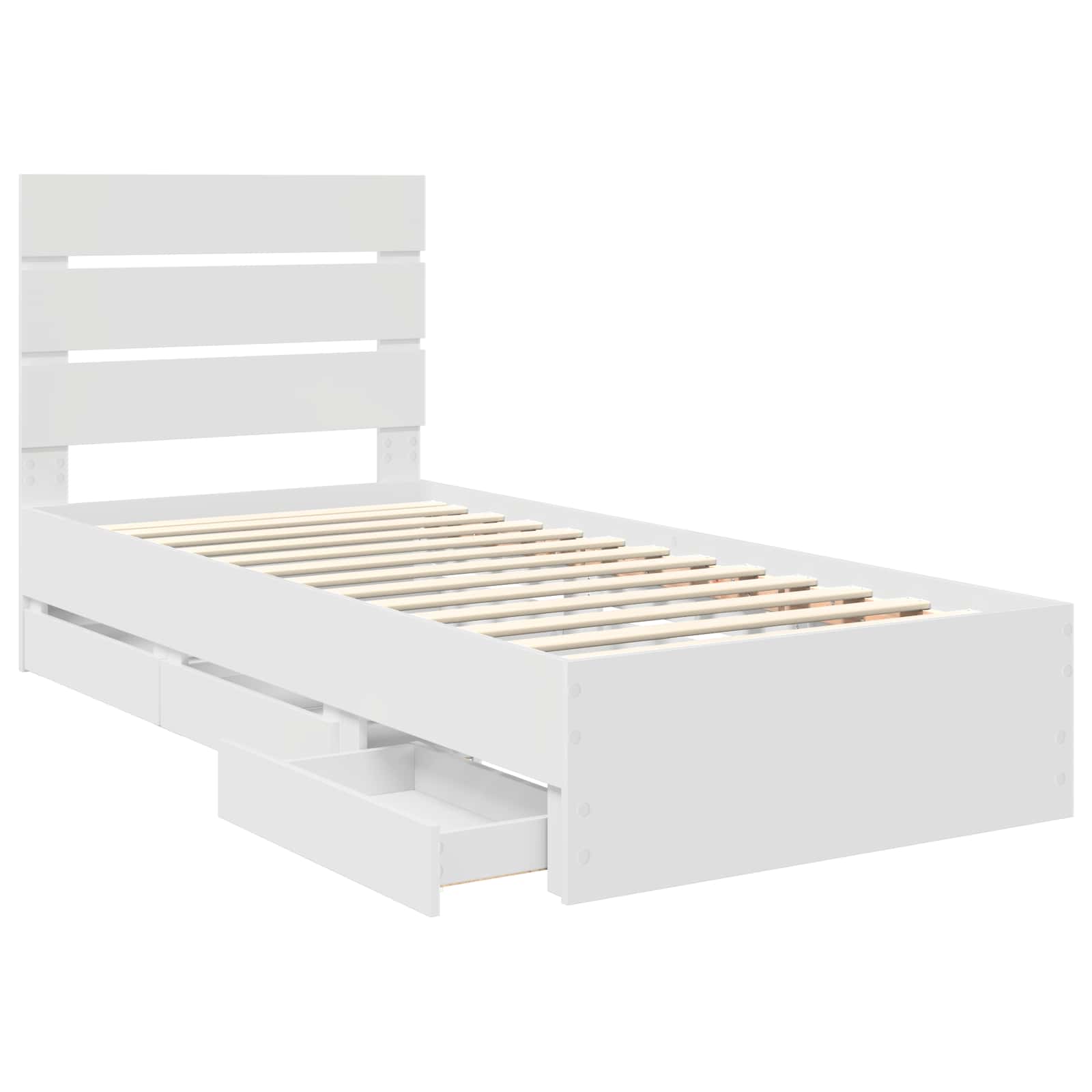 vidaXL Ramka łóżka z szufladą Biały 90 x 190 cm Drewno inżynieryjne