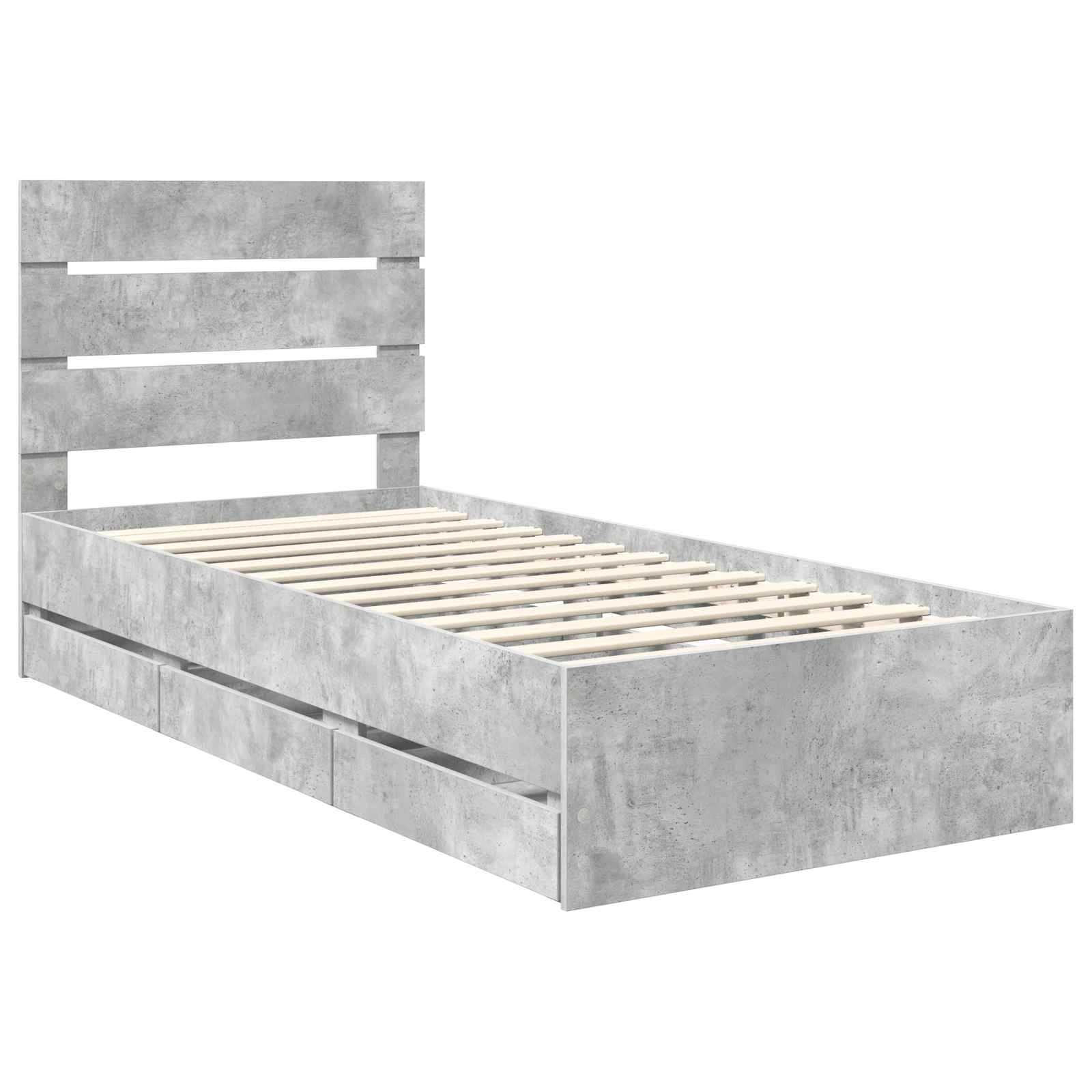 vidaXL Ramka łóżka Betonowy szary 90 x 190 cm Drewno inżynieryjne