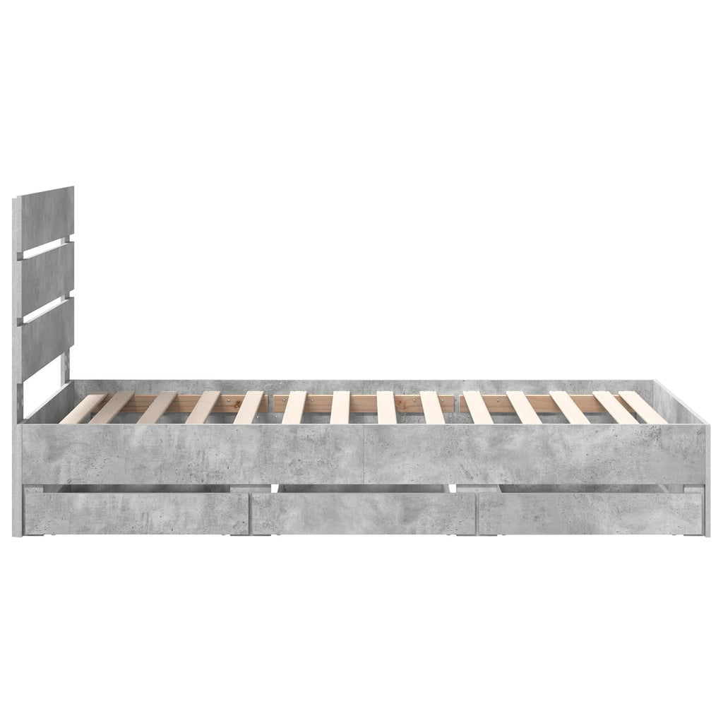 vidaXL Ramka łóżka Betonowy szary 90 x 190 cm Drewno inżynieryjne
