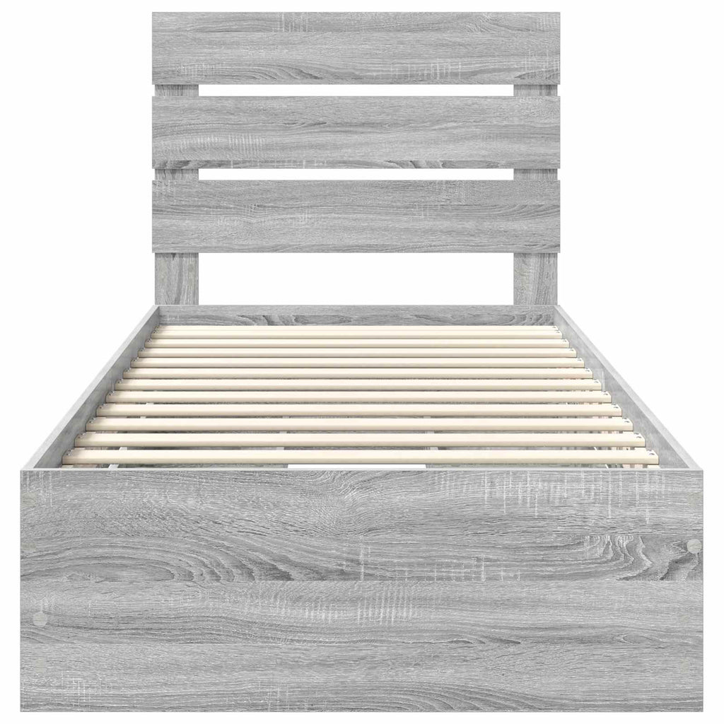 vidaXL Ramka łóżka Szary Sonoma 90 x 190 cm Drewno inżynieryjne