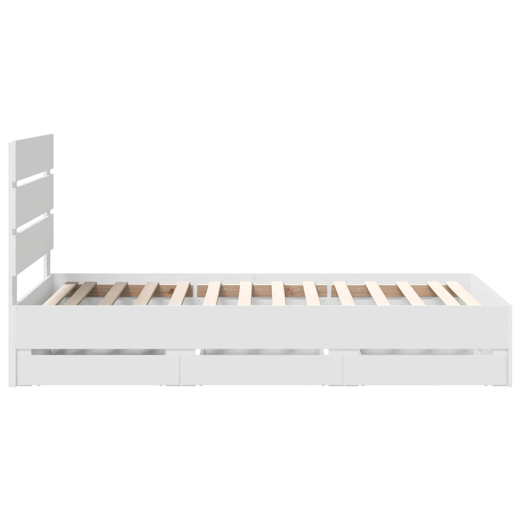 vidaXL Ramka łóżka z szufladą Biały 75 x 190 cm Drewno inżynieryjne