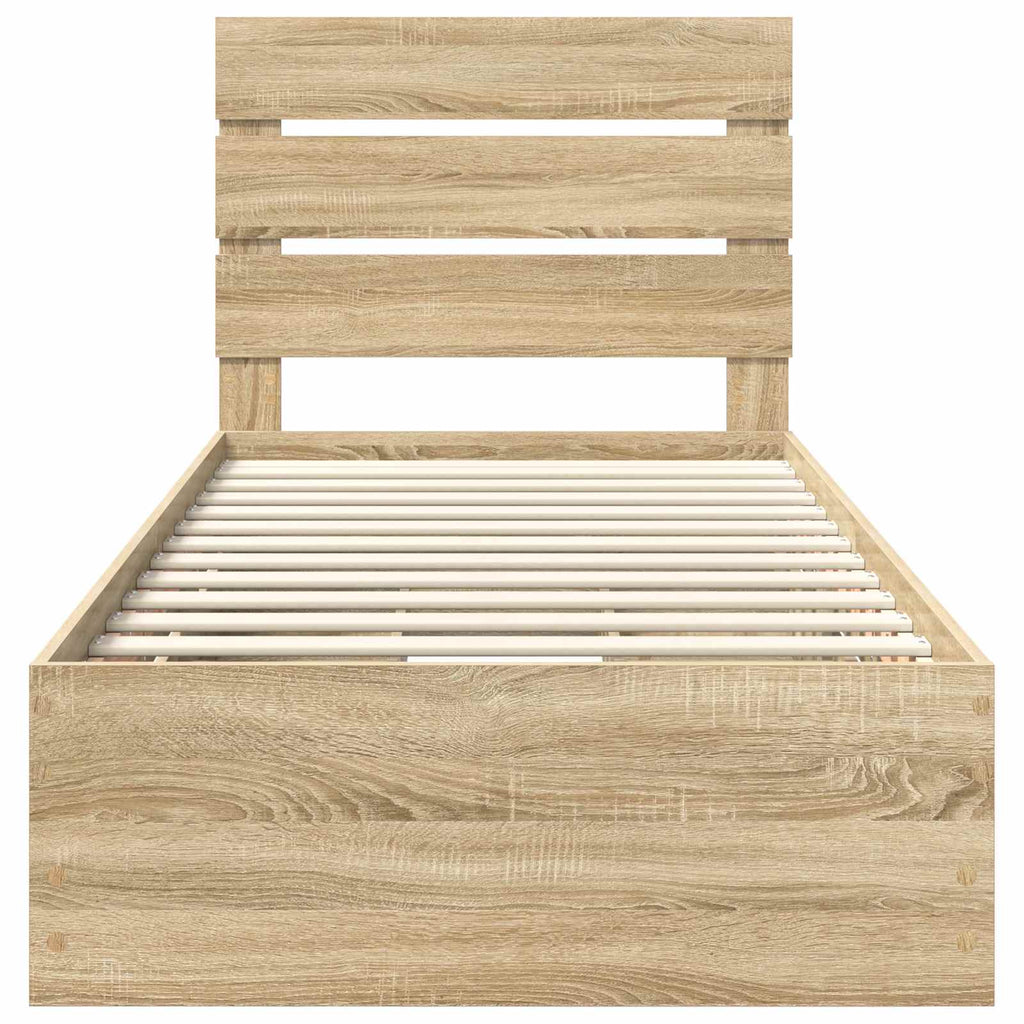 vidaXL Ramka łóżka Dąb Sonoma 75 x 190 cm Drewno inżynieryjne