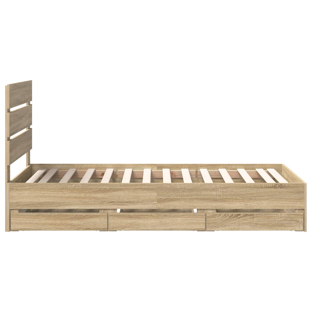 vidaXL Ramka łóżka Dąb Sonoma 75 x 190 cm Drewno inżynieryjne