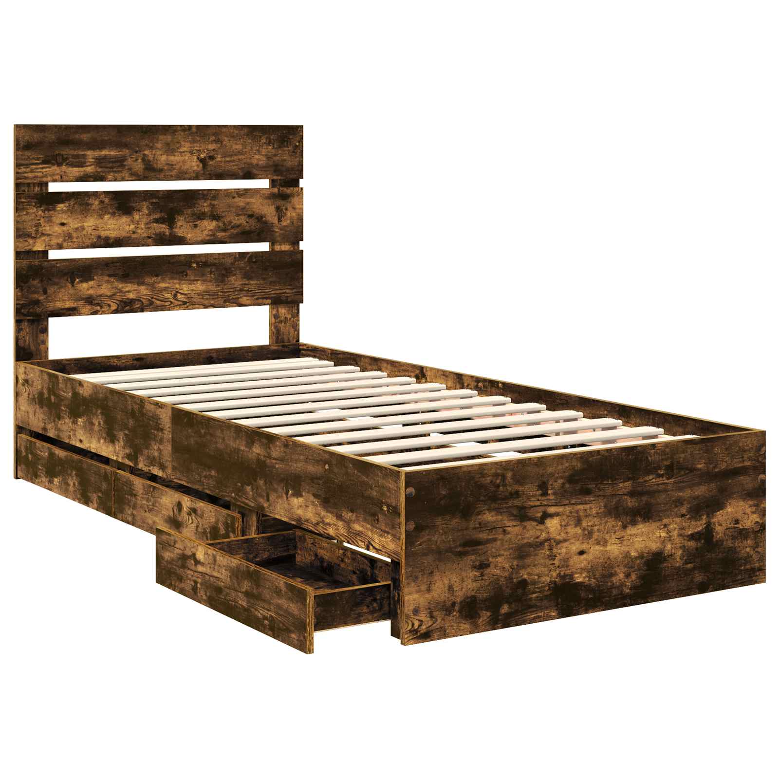 vidaXL Ramka łóżka Dąb wędzony 75 x 190 cm Drewno inżynieryjne