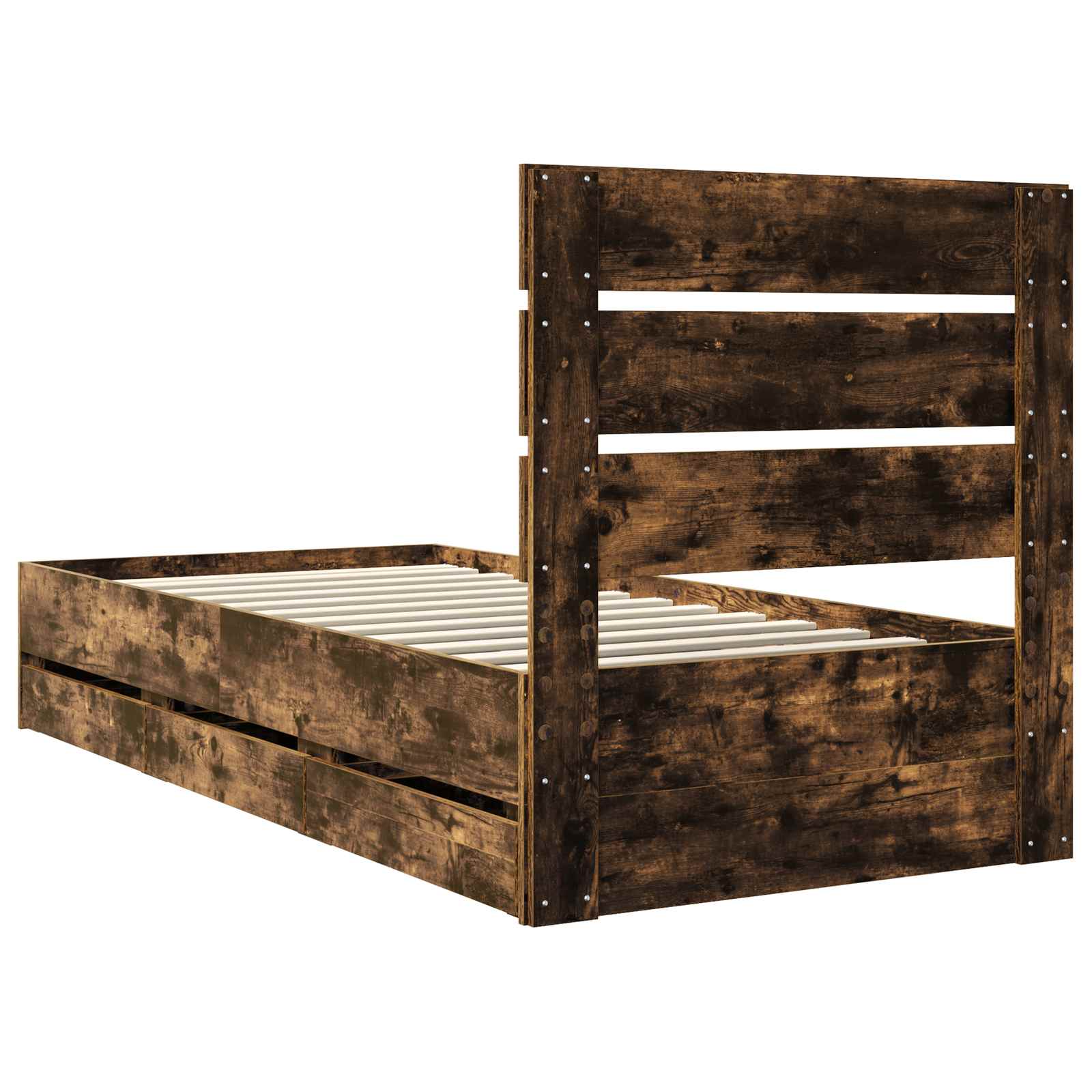 vidaXL Ramka łóżka Dąb wędzony 75 x 190 cm Drewno inżynieryjne