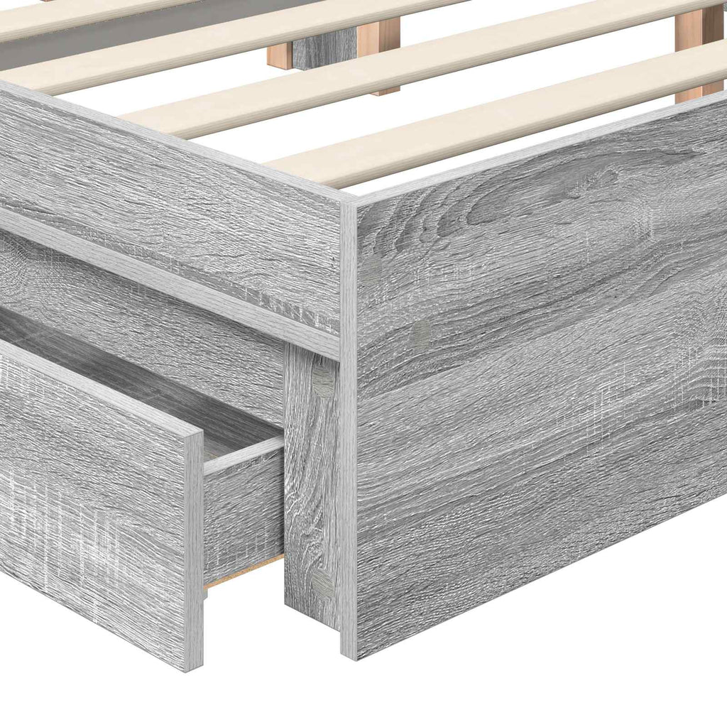 vidaXL Łóżko z miejscem do przechowywania Szary Sonoma 150 x 200 cm