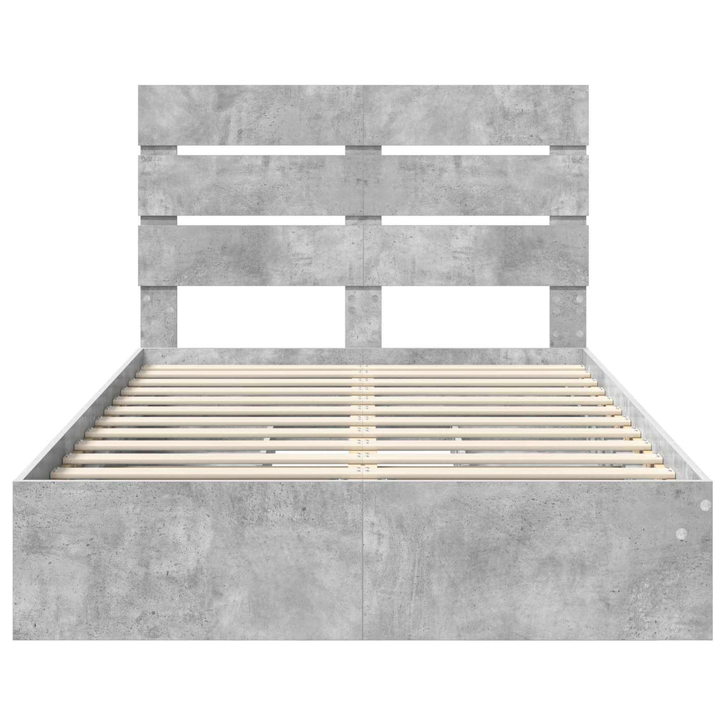 vidaXL Łóżko z miejscem do przechowywania Betonowy szary 135 x 190 cm