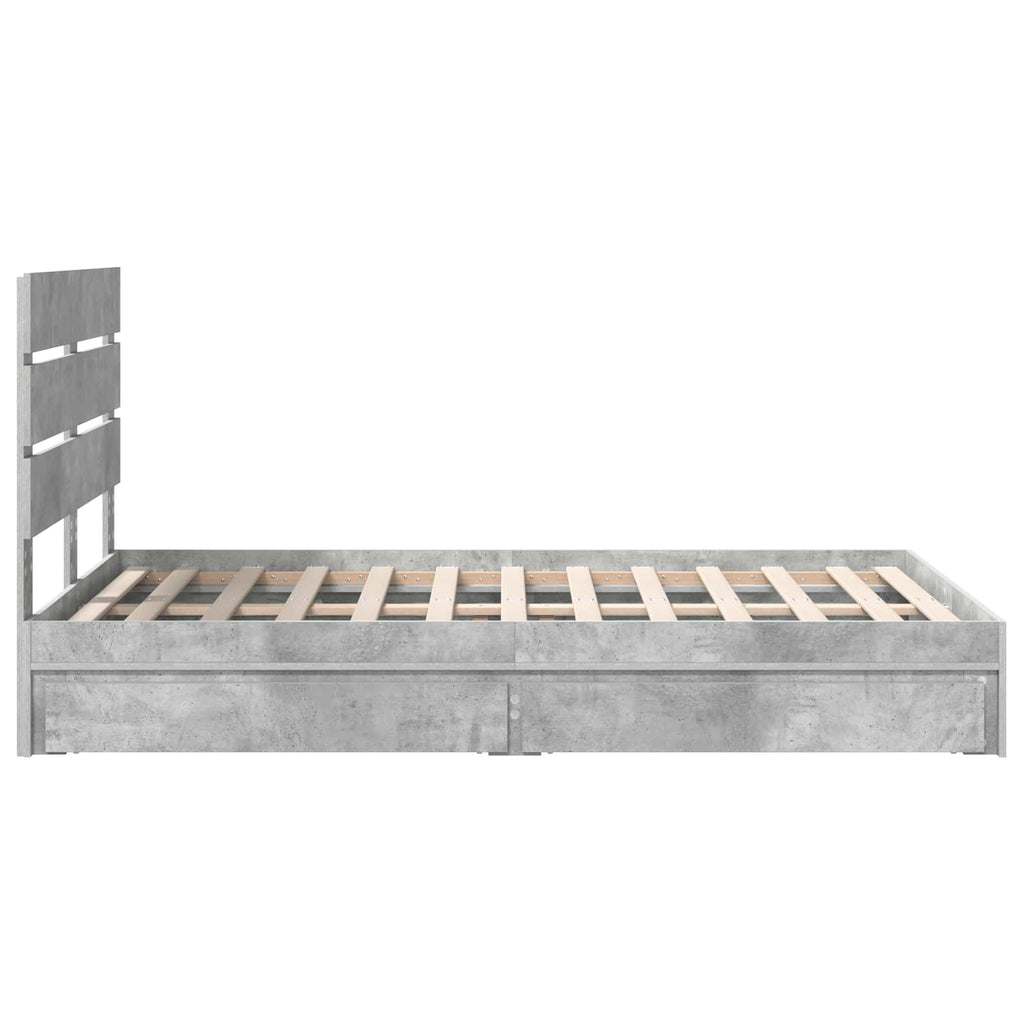 vidaXL Łóżko z miejscem do przechowywania Betonowy szary 135 x 190 cm