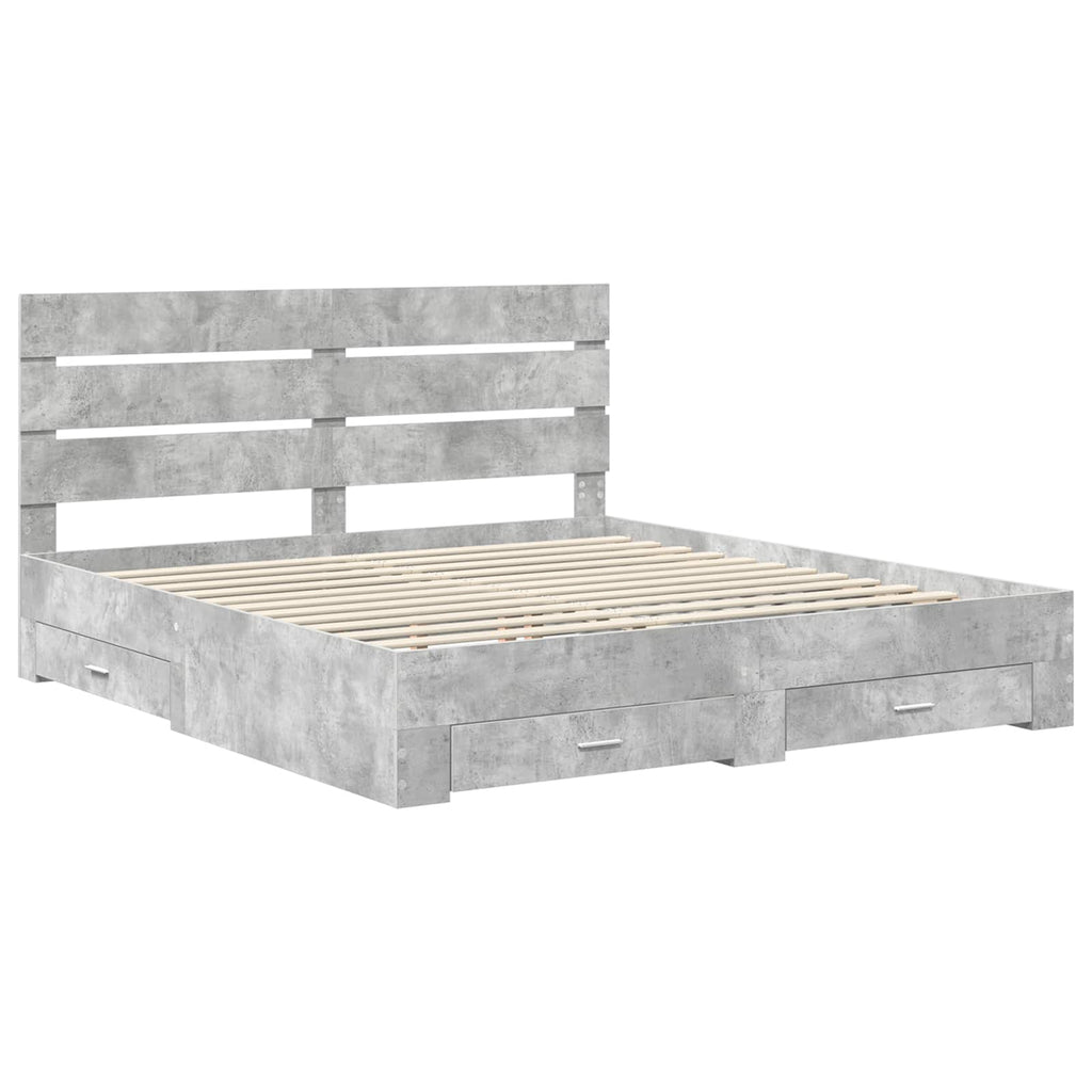 vidaXL Ramka łóżka Betonowy szary 200 x 200 cm Materiał drewnopochodny