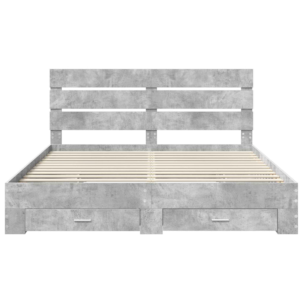 vidaXL Ramka łóżka Betonowy szary 200 x 200 cm Materiał drewnopochodny