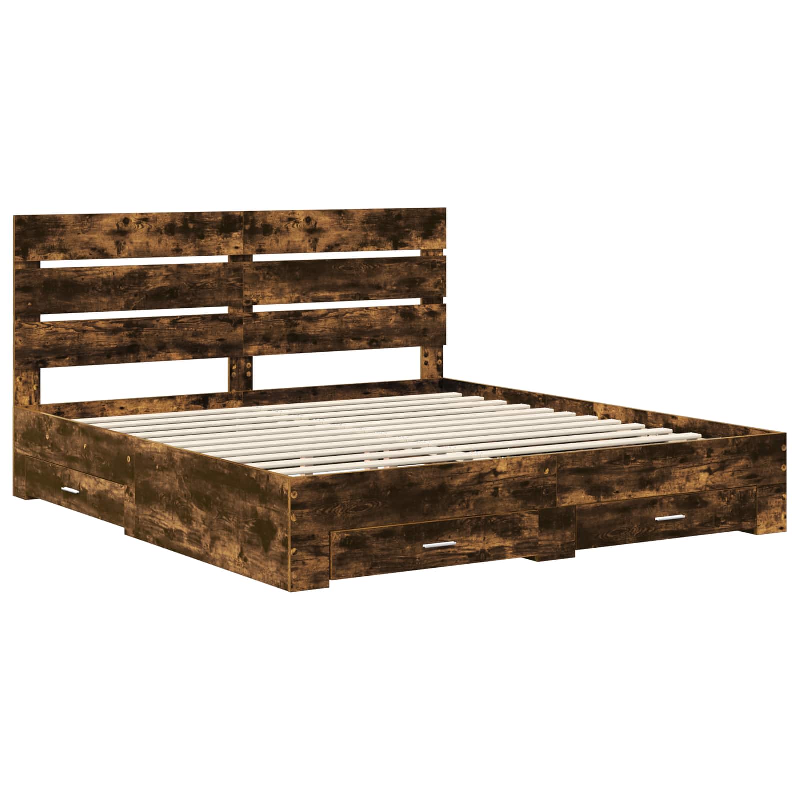 vidaXL Ramka łóżka Dąb wędzony 200 x 200 cm Materiał drewnopochodny