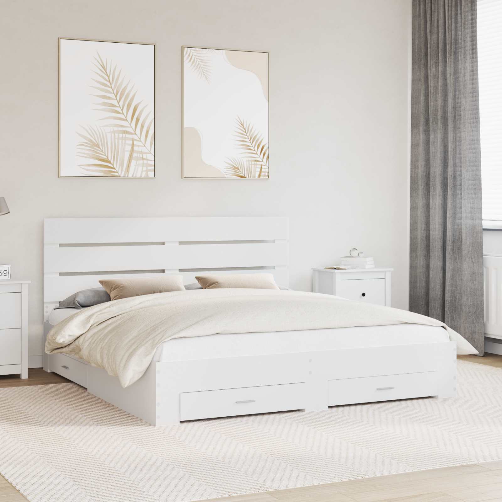 vidaXL Ramka łóżka Biały 180 x 200 cm Materiał drewnopochodny
