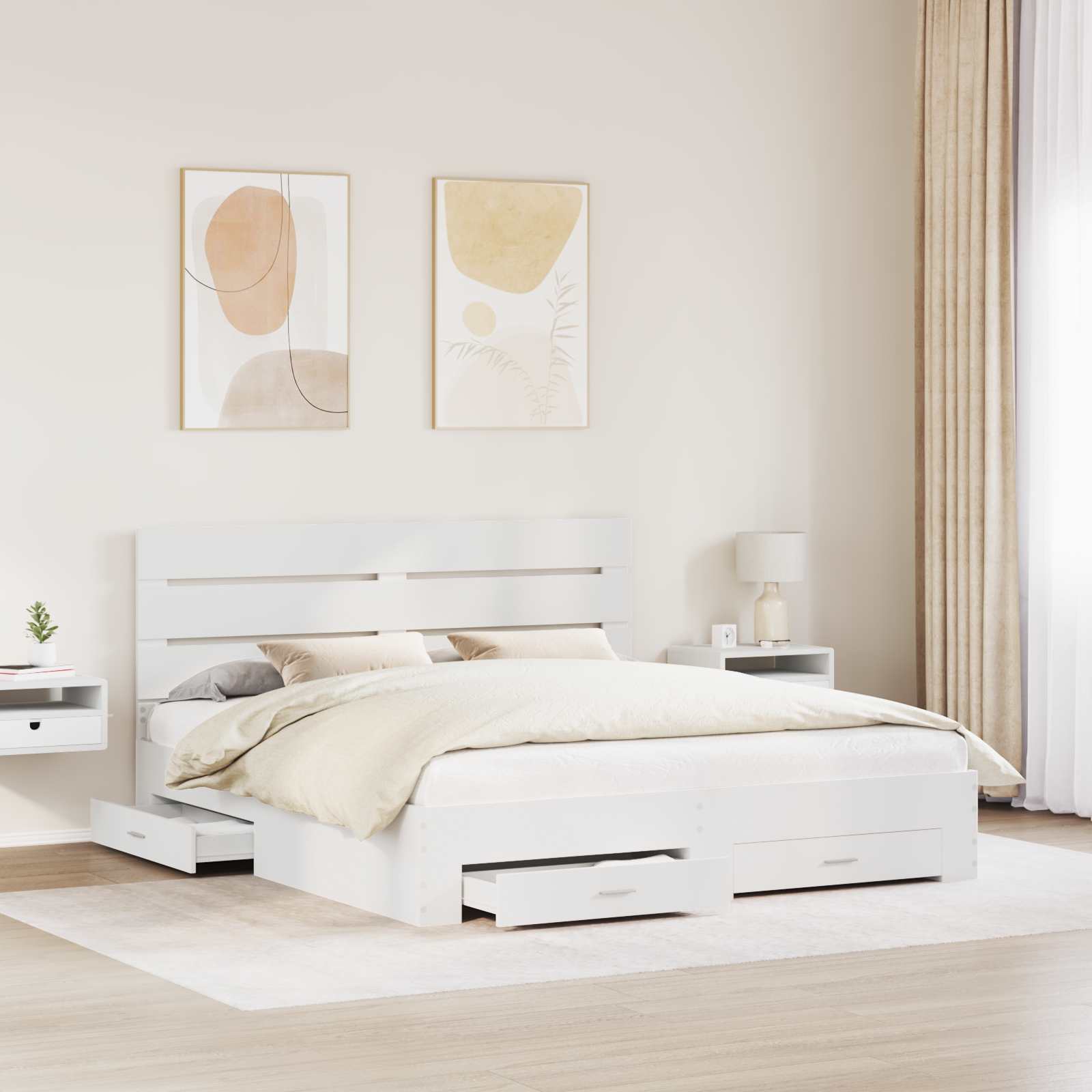 vidaXL Ramka łóżka Biały 180 x 200 cm Materiał drewnopochodny