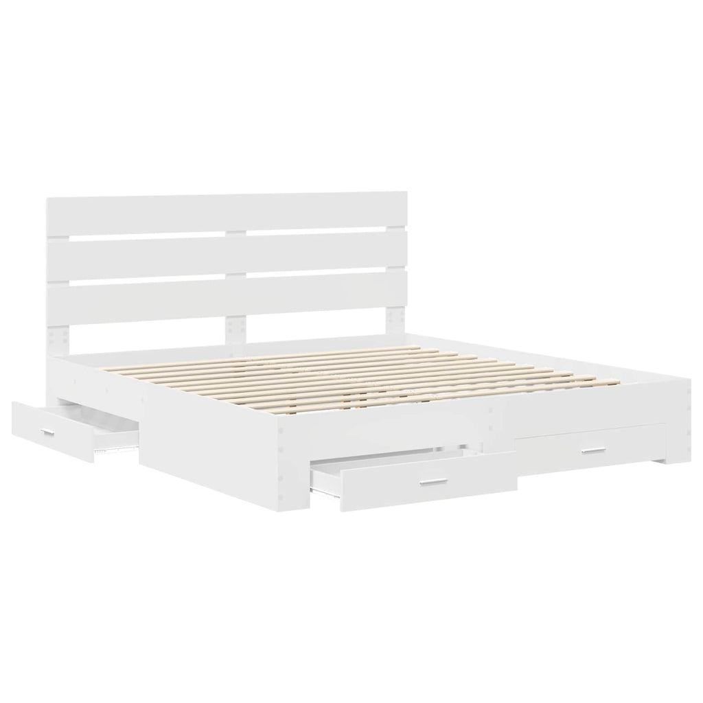 vidaXL Ramka łóżka Biały 180 x 200 cm Materiał drewnopochodny