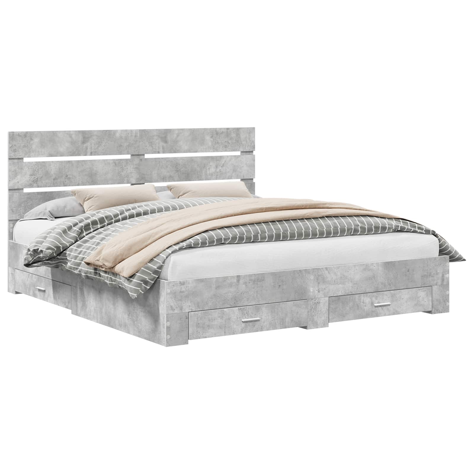 vidaXL Ramka łóżka Betonowy szary 180 x 200 cm Materiał drewnopochodny